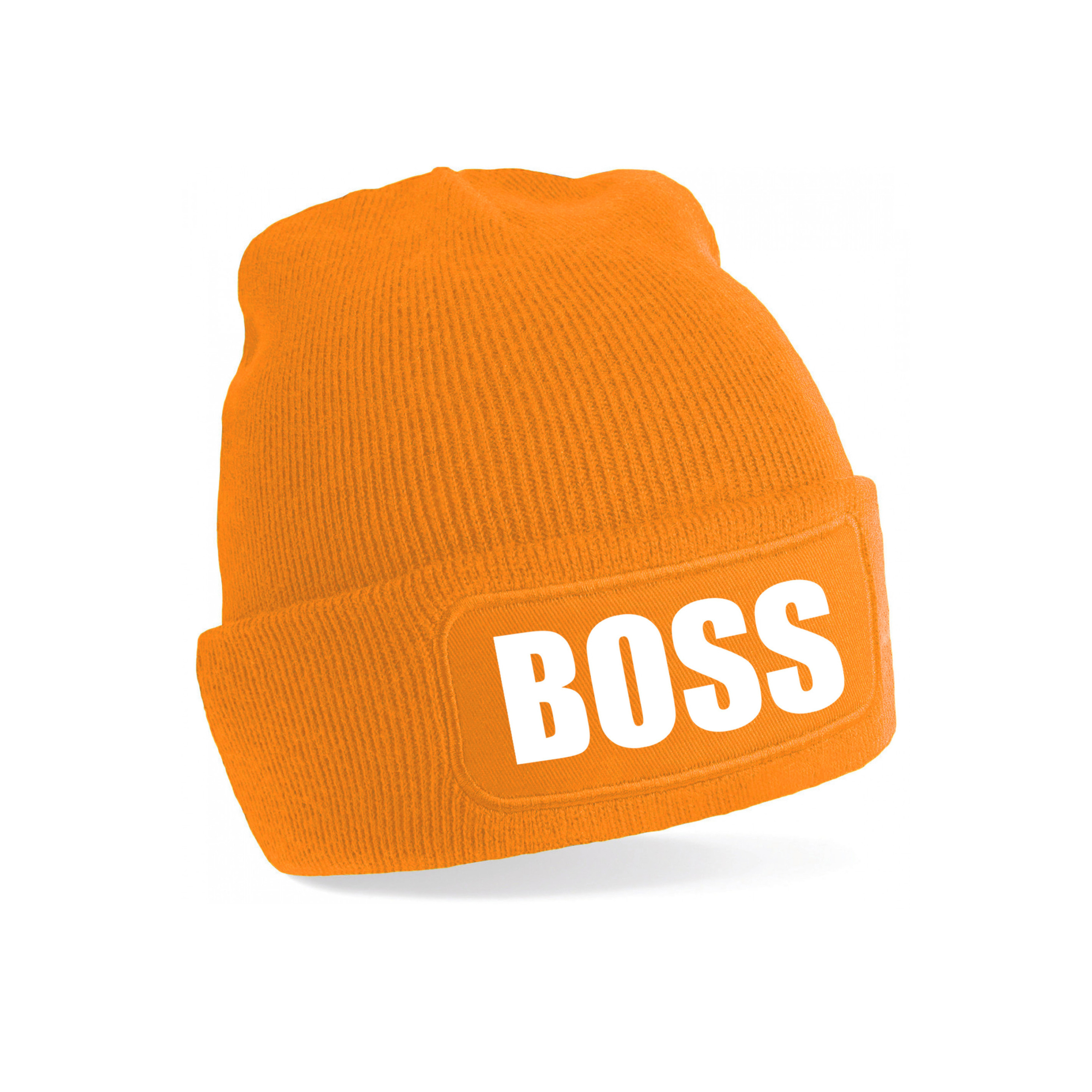 Bellatio Decorations wintermuts - Boss - oranje - voor volwassenen - Wintersport - cadeau muts