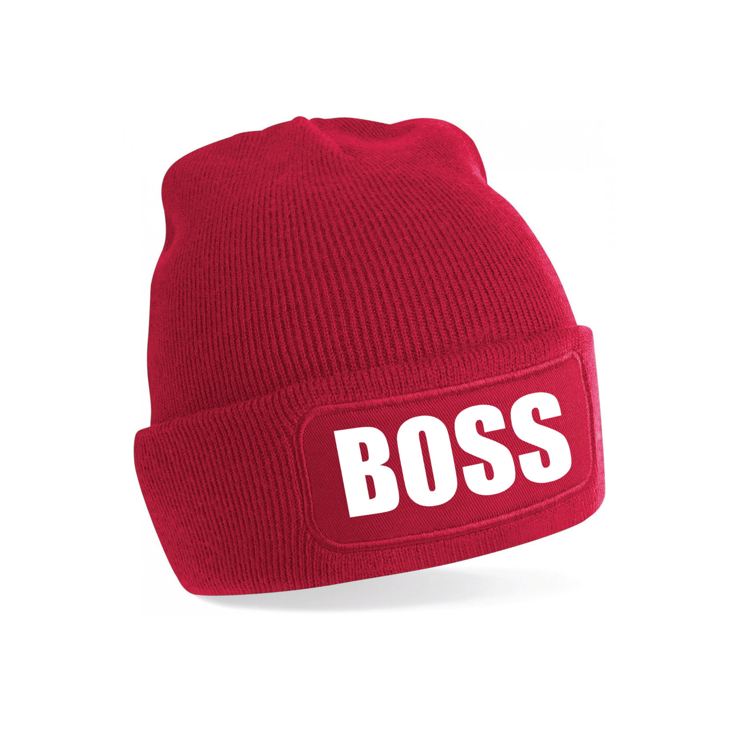 Bellatio Decorations wintermuts - Boss - rood - voor volwassenen - Wintersport - cadeau muts