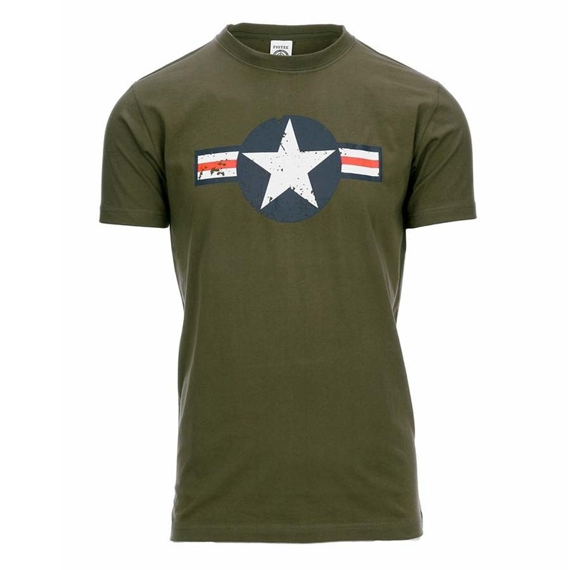 T-shirt - legergroen - katoen - USA Airforce logo - heren - vintage