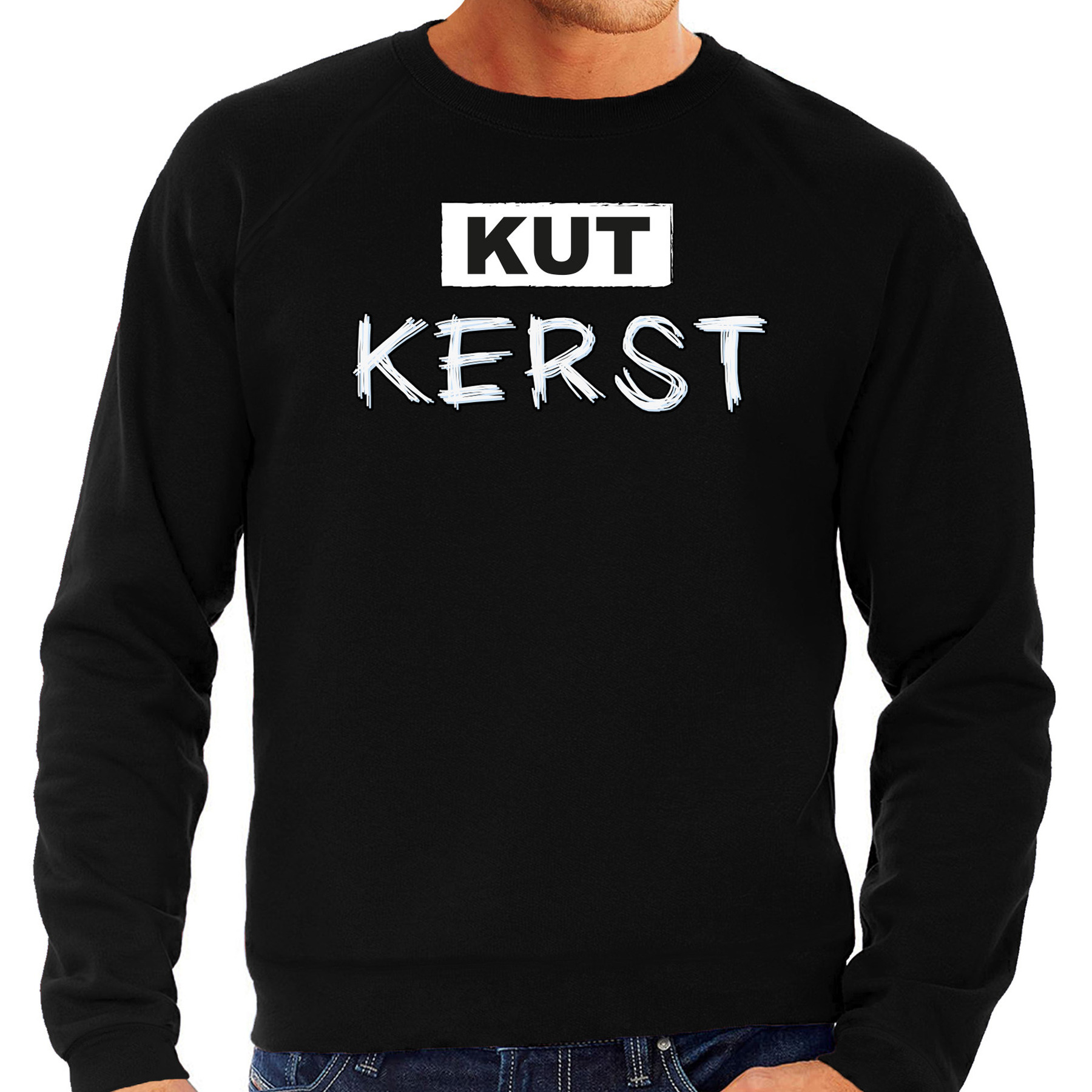 Foute Kersttrui / sweater voor heren - Kut Kerst - zwart/wit