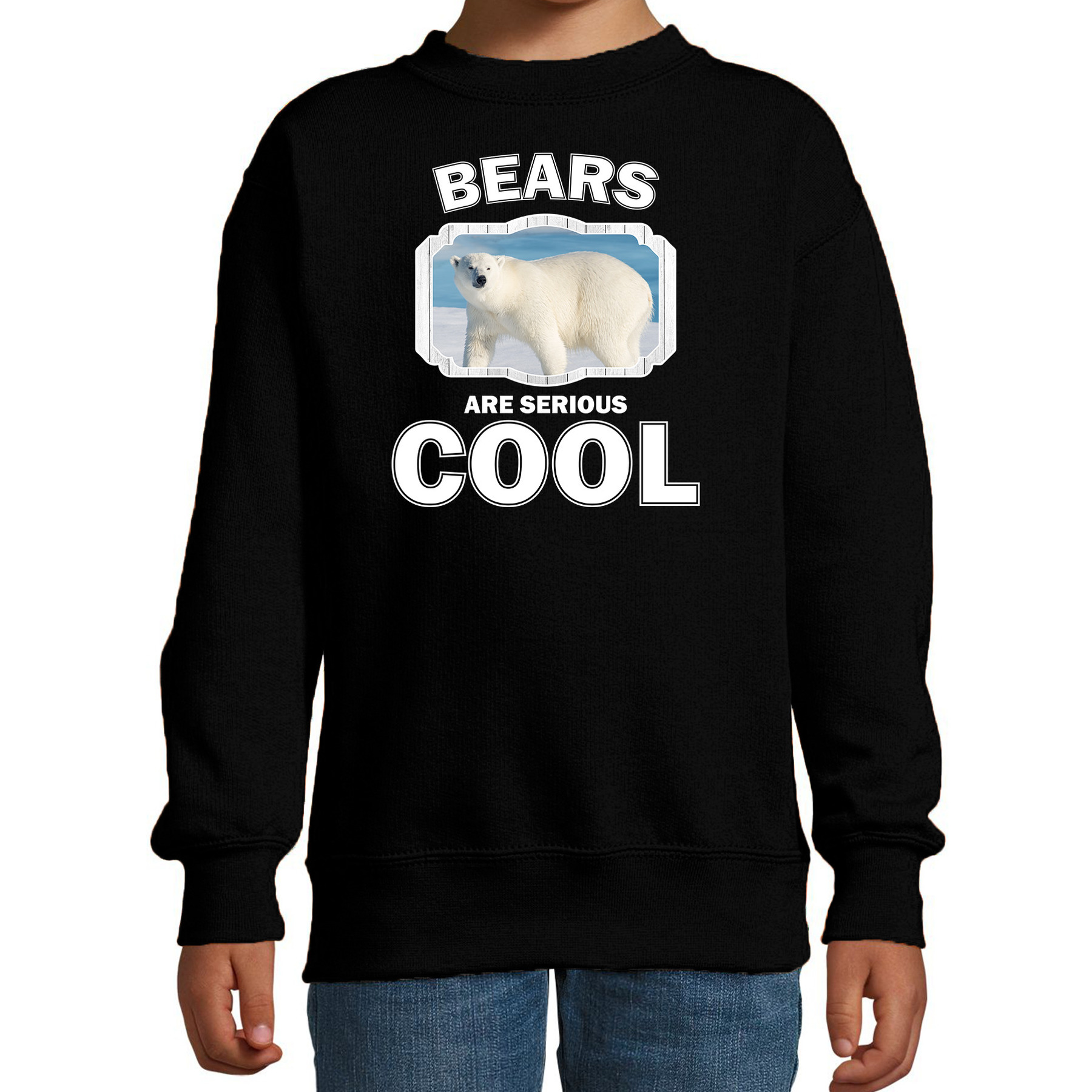 Dieren grote ijsbeer sweater zwart kinderen - bears are cool trui jongens en meisjes