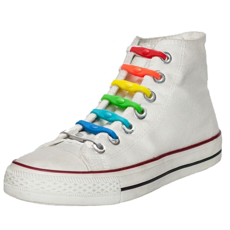 Shoeps elastische veters - 14x - regenboog - sneakers/sportschoenen - geen strikken nodig