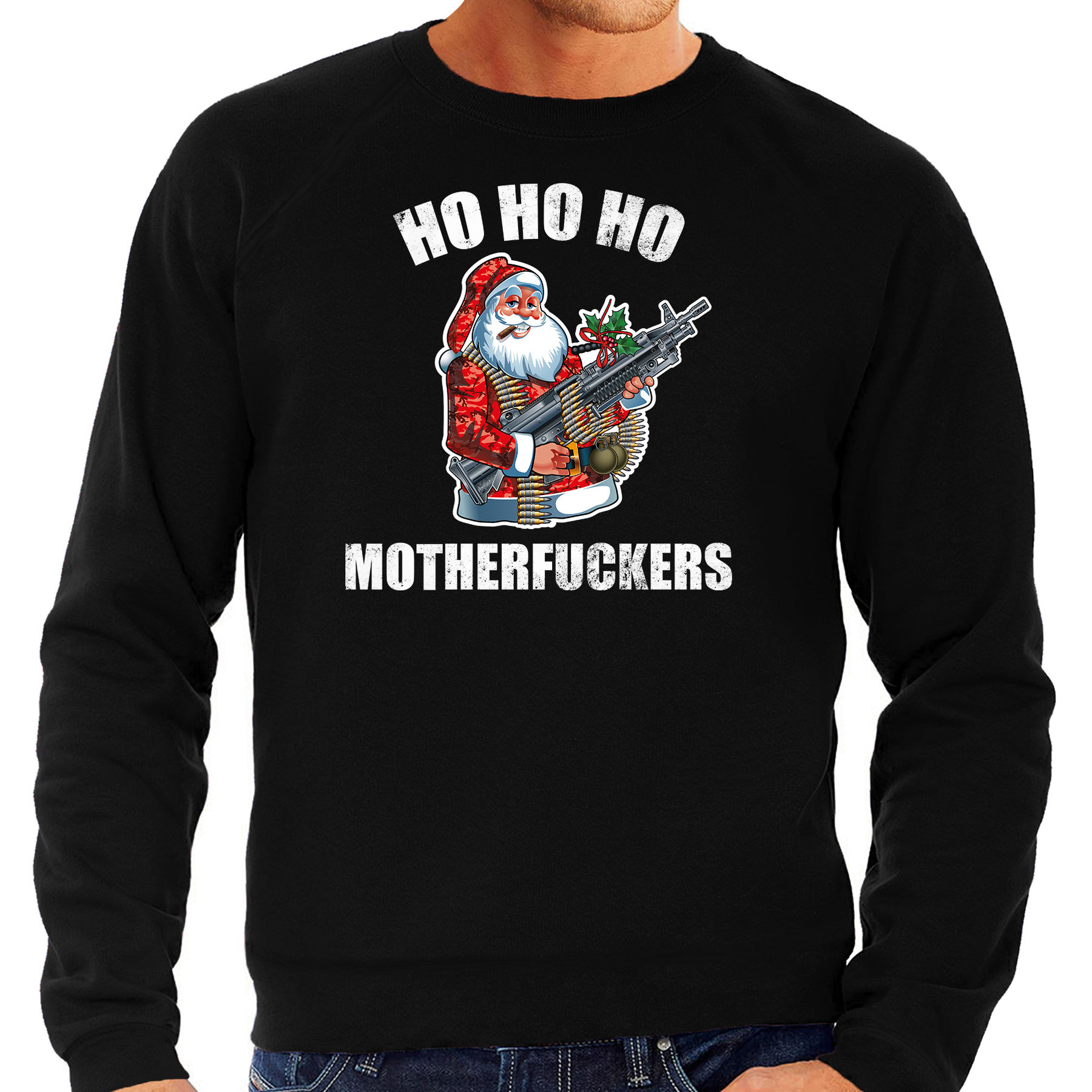 Foute kersttrui - Hohoho motherfuckers - zwart - heren - kerst sweater