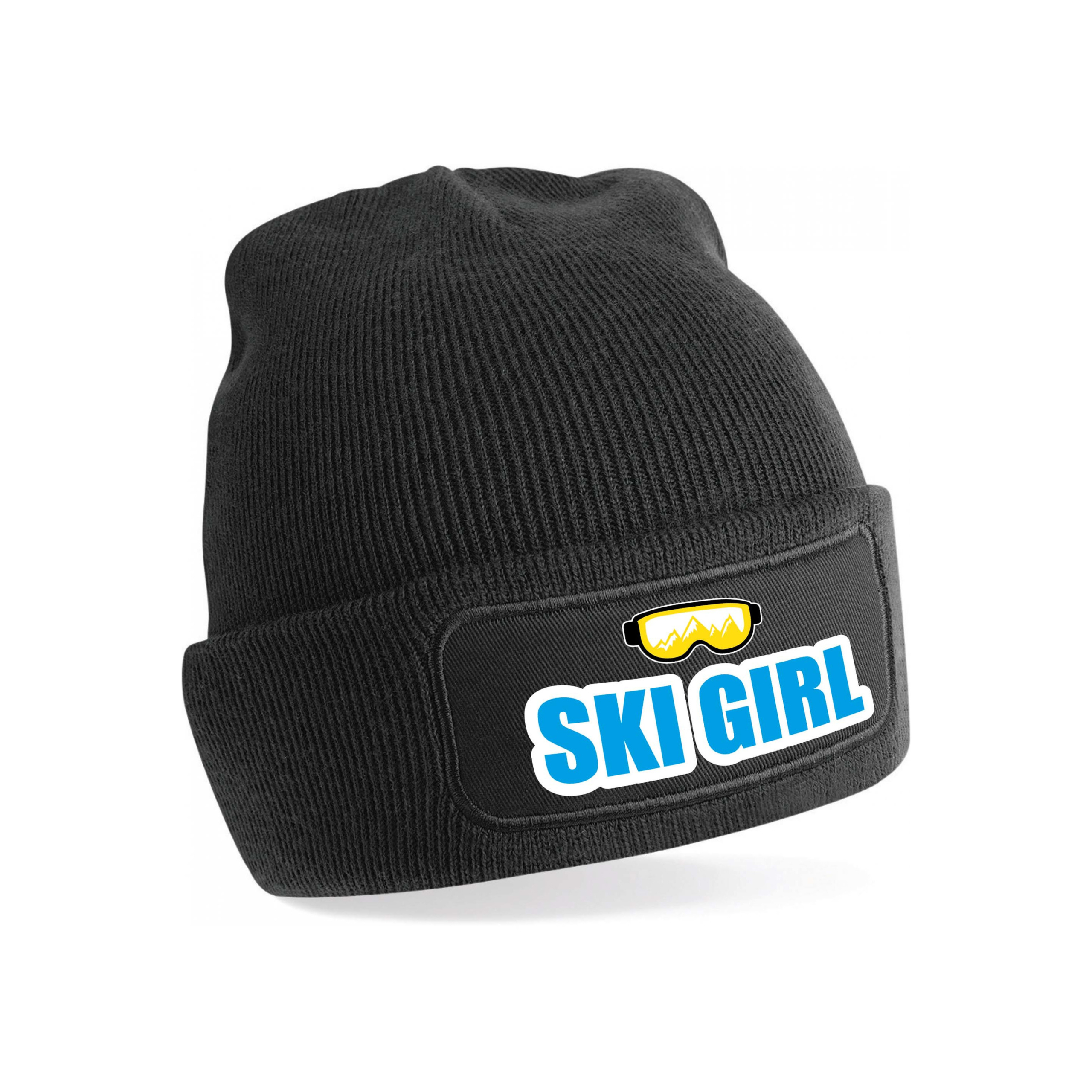 Apres ski muts ski girl zwart voor dames - Foute wintersport muts