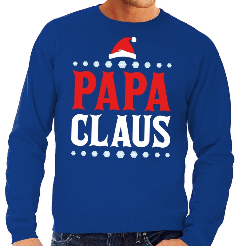 Foute kersttrui - Papa Claus - blauw - heren - kerst sweater - voor vaders