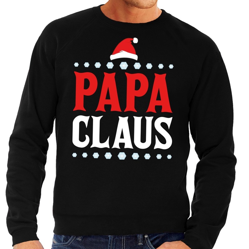 Foute kersttrui - Papa Claus - zwart - heren - kerst sweater - voor vaders