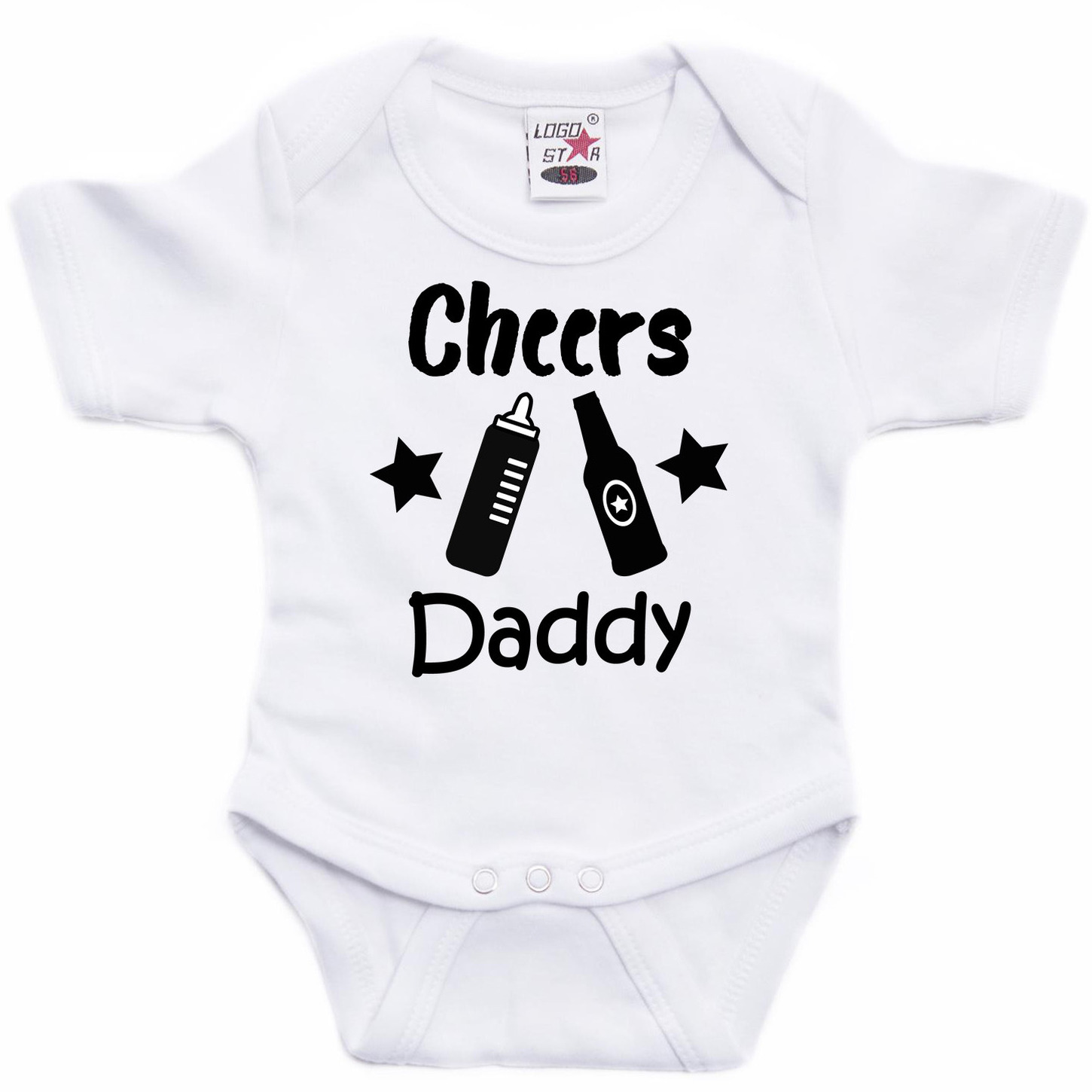 Baby rompertje - Cheers Daddy - wit - kraam/vaderdag cadeau