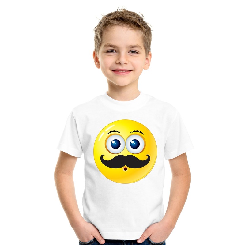 Emoticon t-shirt snor wit kinderen