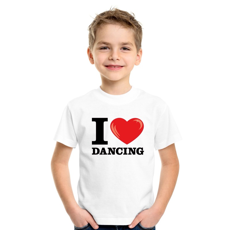 Wit I love dancing t-shirt kinderen
