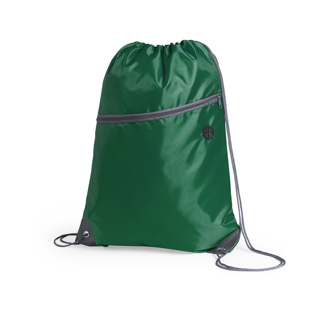 Sport gymtas / rugtas - groen - 34 x 44 cm - polyester - met rijgkoord en voorvakje