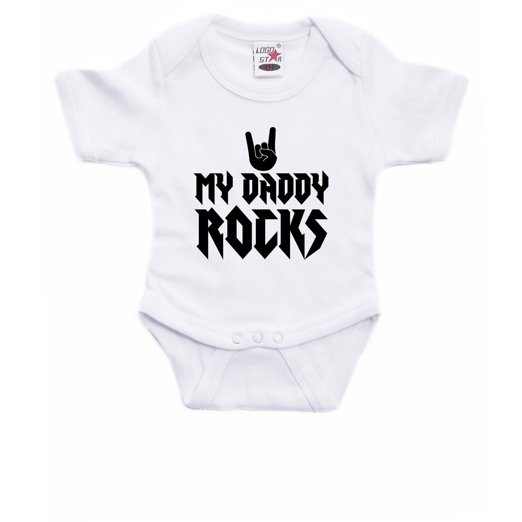 Daddy rocks - kraamcadeau baby - rompertje - wit - jongen/meisje - rock and roll - muziek