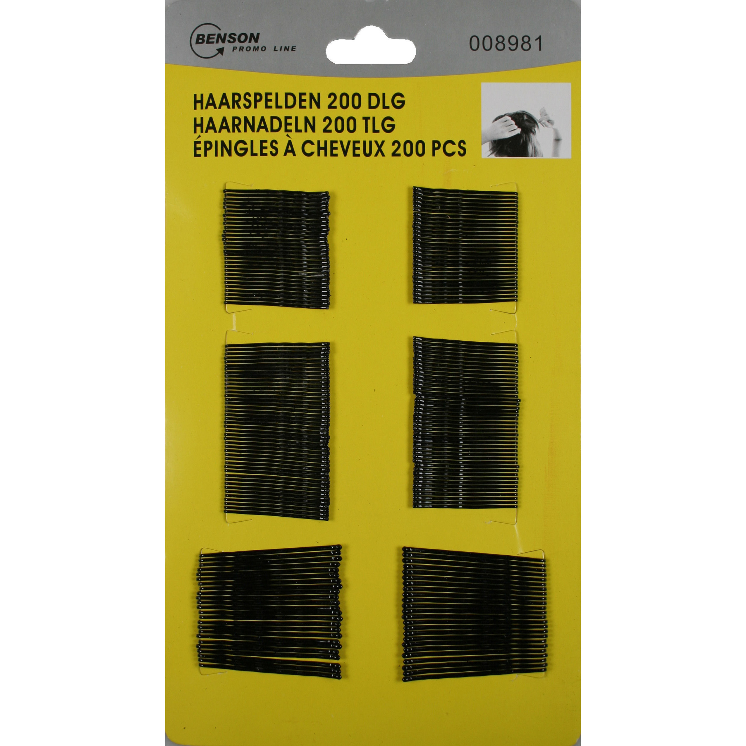 Benson Schuifspeldjes - 200x - zwart - 45 en 55 mm - haarspelden