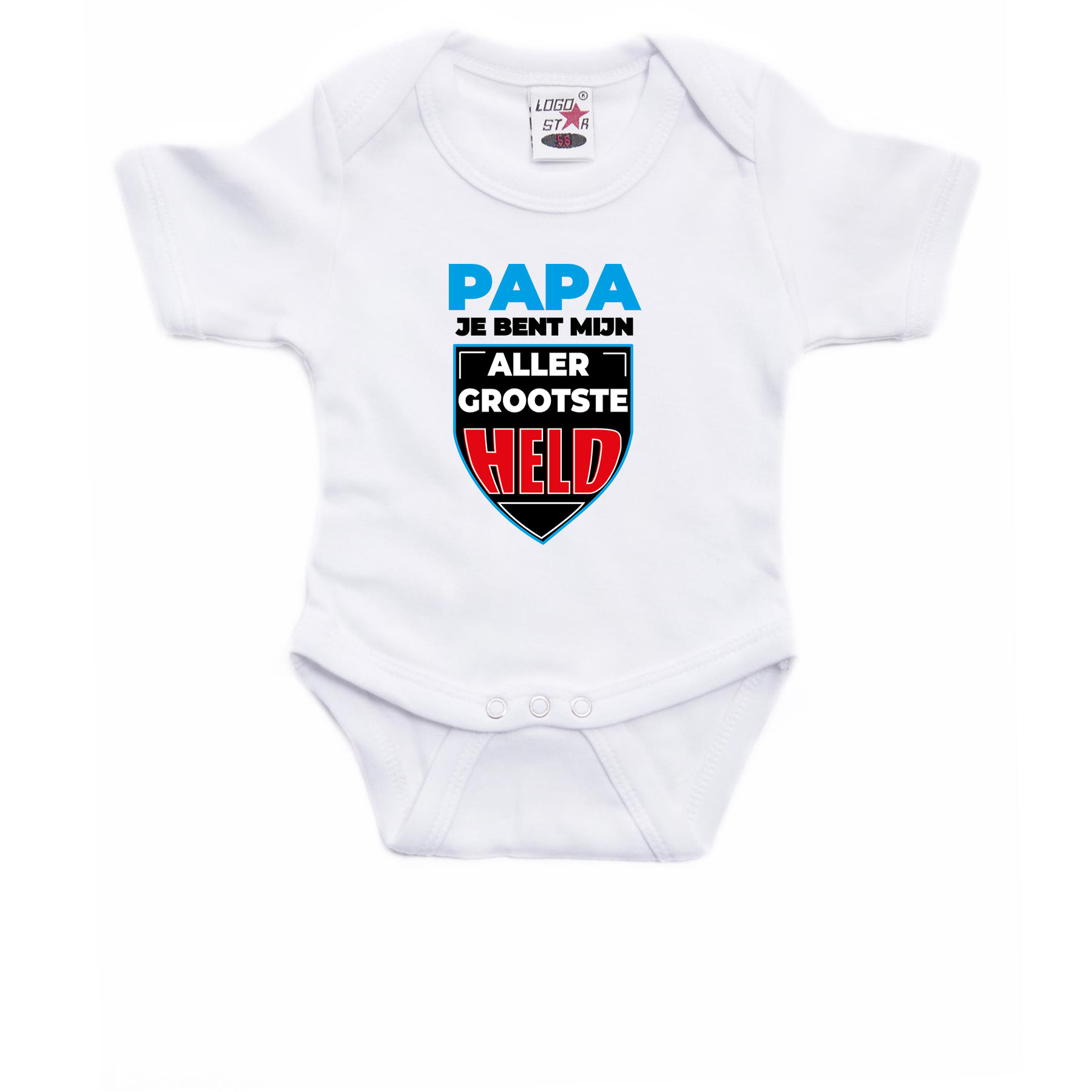 Papa allergrootste held cadeau baby rompertje wit jongen/meisje