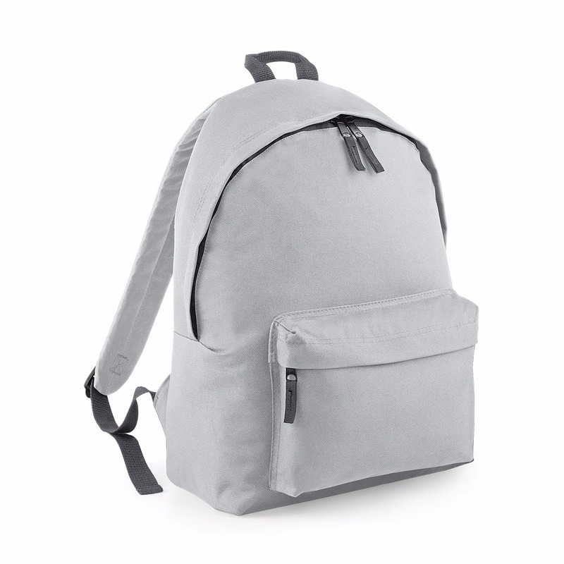 Bagbase Rugtas - lichtgrijs - 18L - 42 x 31 cm - schooltas met voorvak - rugzak