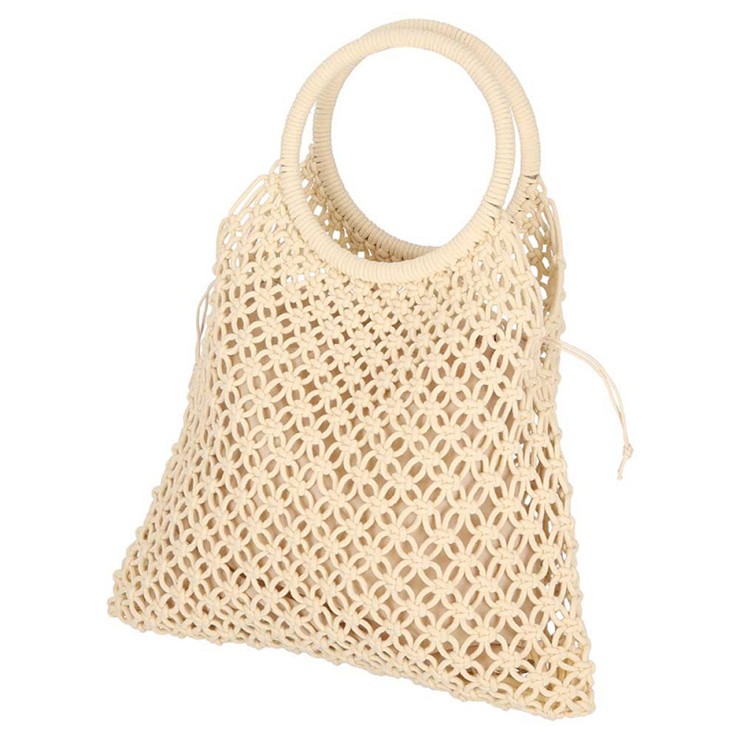 Sarlini handtas/boodschappentas Macram? - creme - polyester/katoen - retro dames tassen