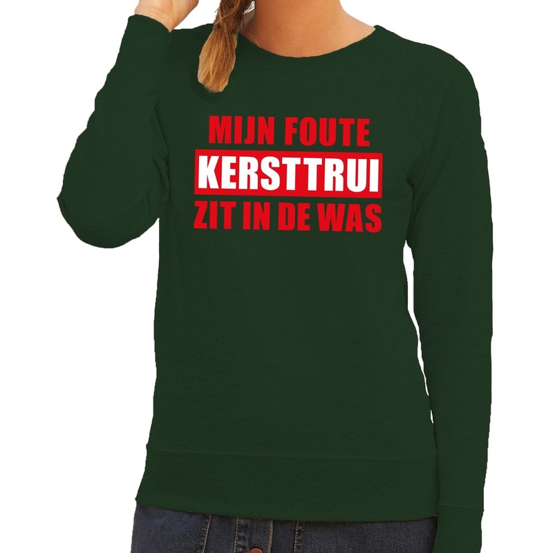 Foute kersttrui - sweater - groen - Mijn Foute Kersttrui Zit In De Was - voor dames