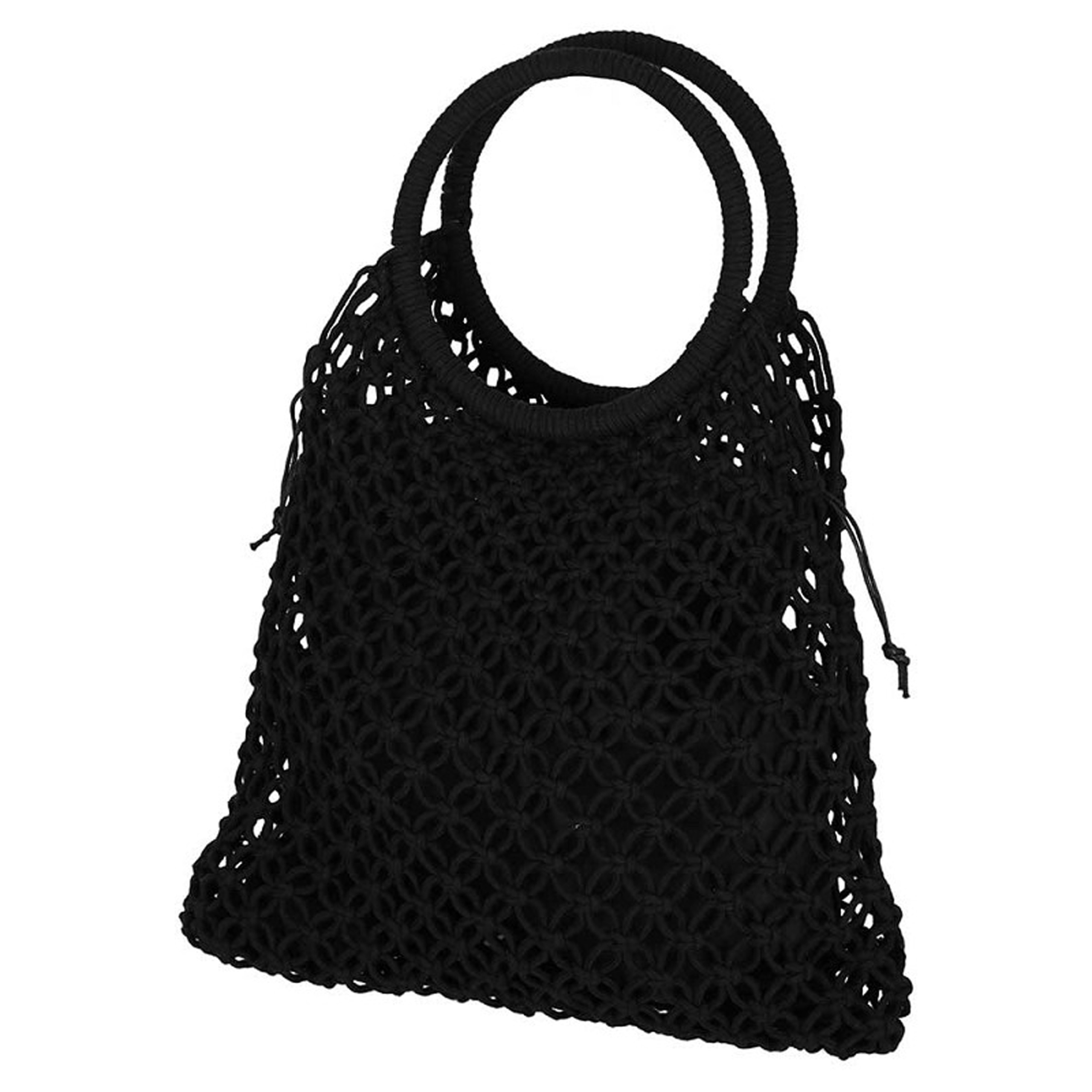 Sarlini handtas/boodschappentas Macram? - zwart - polyester/katoen - retro dames tassen