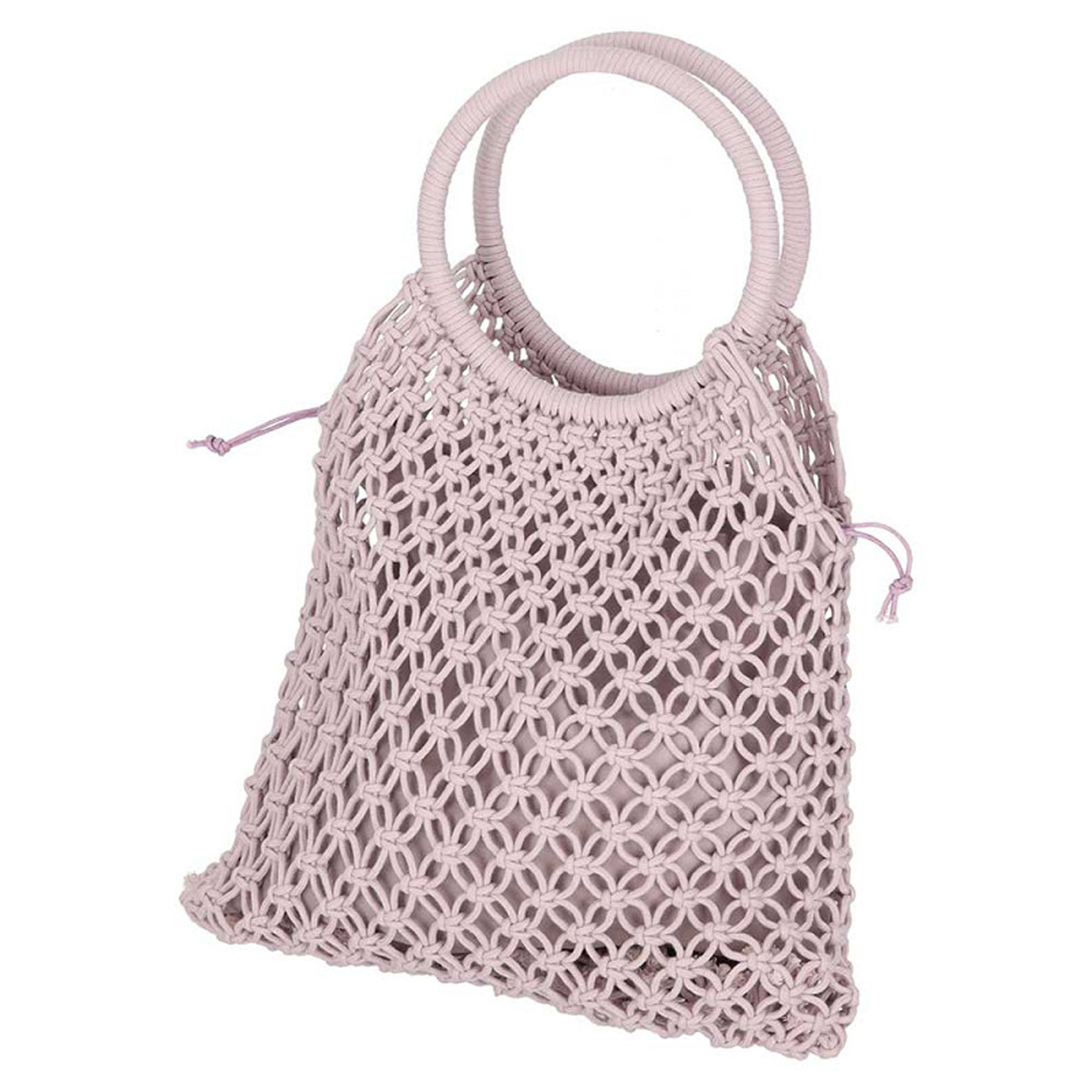 Sarlini handtas/boodschappentas Macram? - lila - polyester/katoen - retro dames tassen