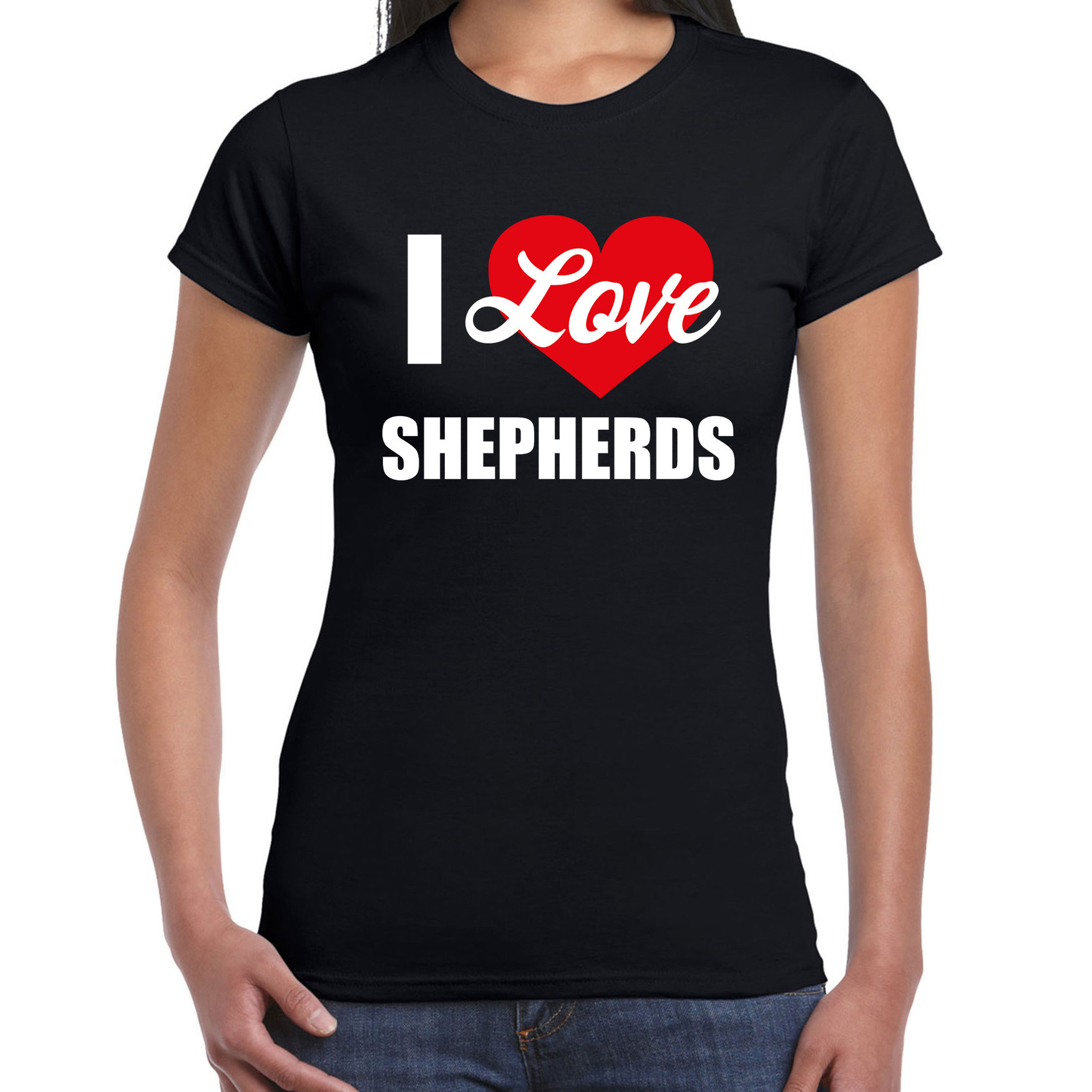 I love Shepherds honden Herder t-shirt zwart voor dames