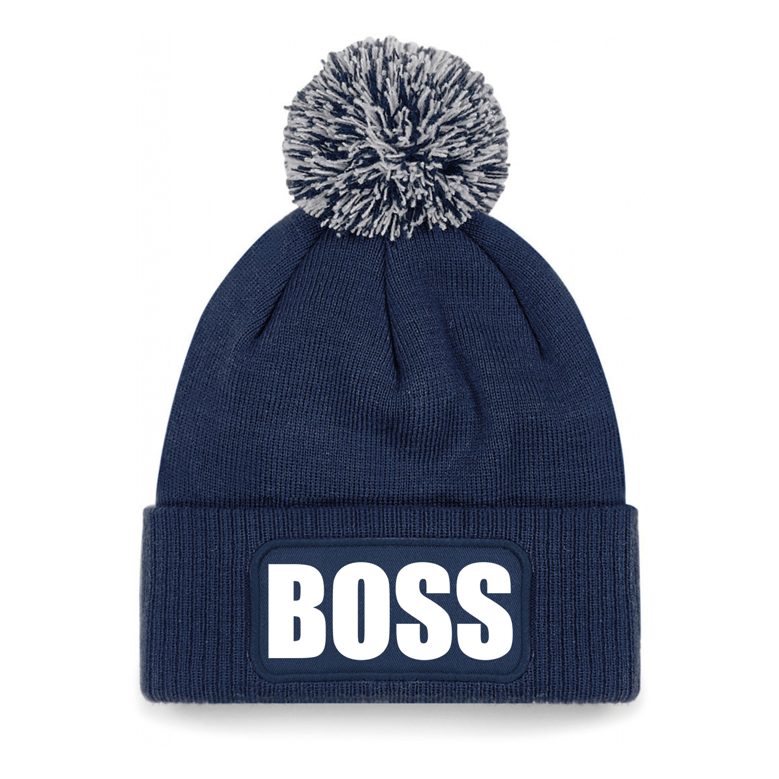 Boss muts/beanie met pompon - onesize - unisex - navy