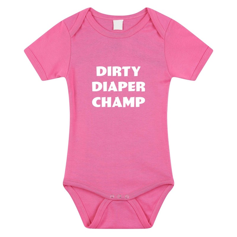 Dirty Diaper Champ tekst rompertje roze baby