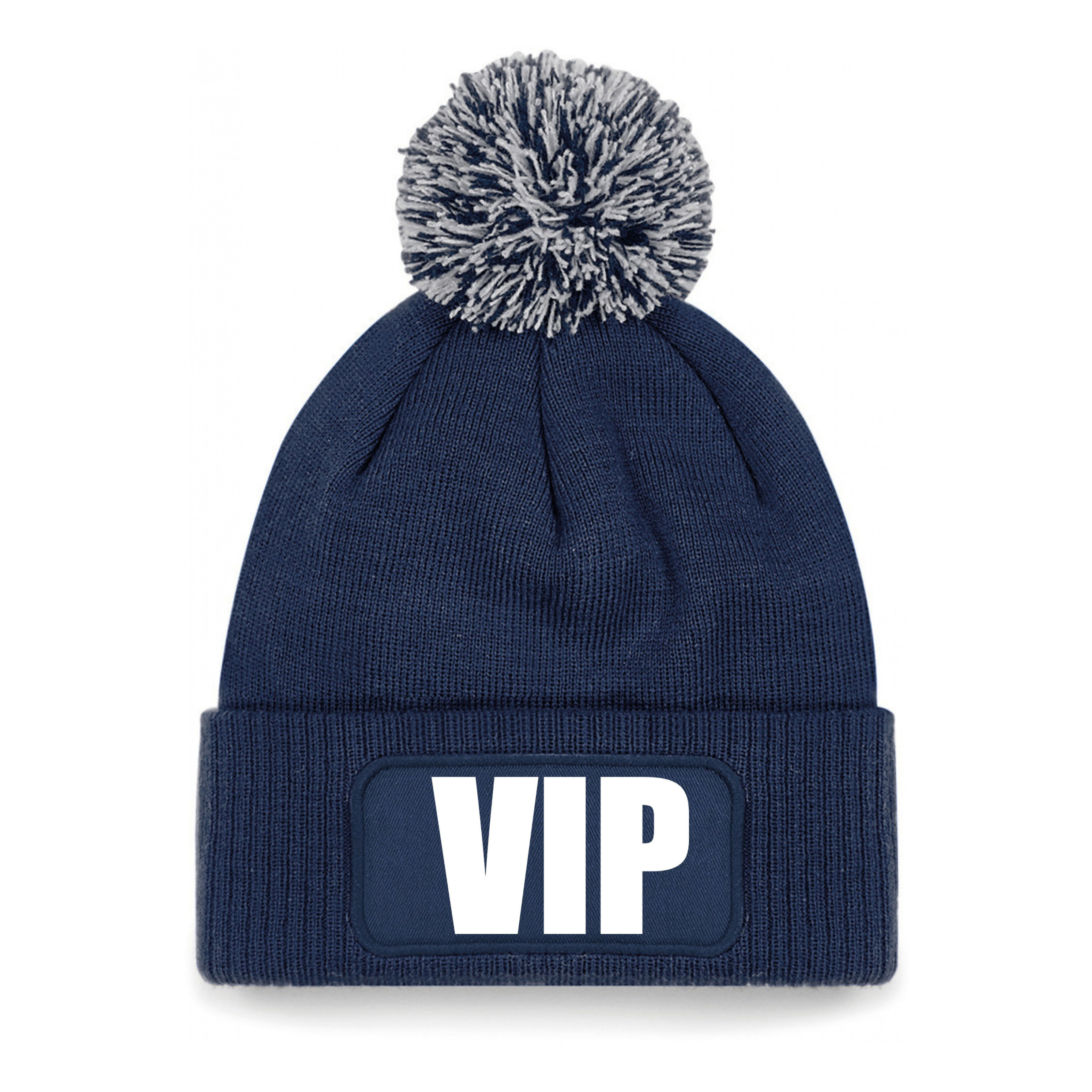 VIP muts/beanie met pompon - onesize - unisex - navy