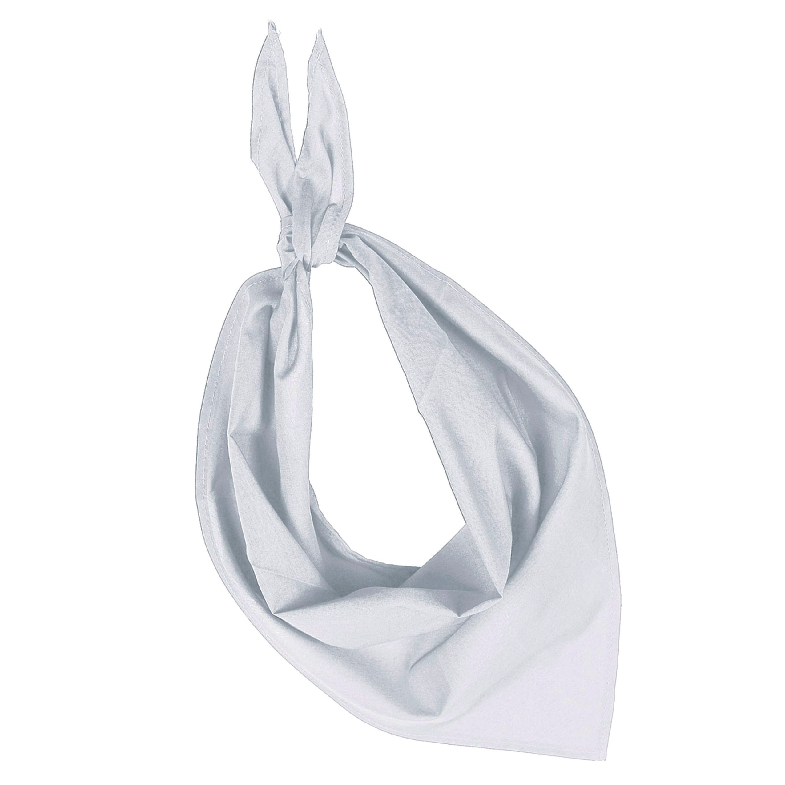 Bandana/hals zakdoek - wit - voor kind en volwassenen - polyester/katoen