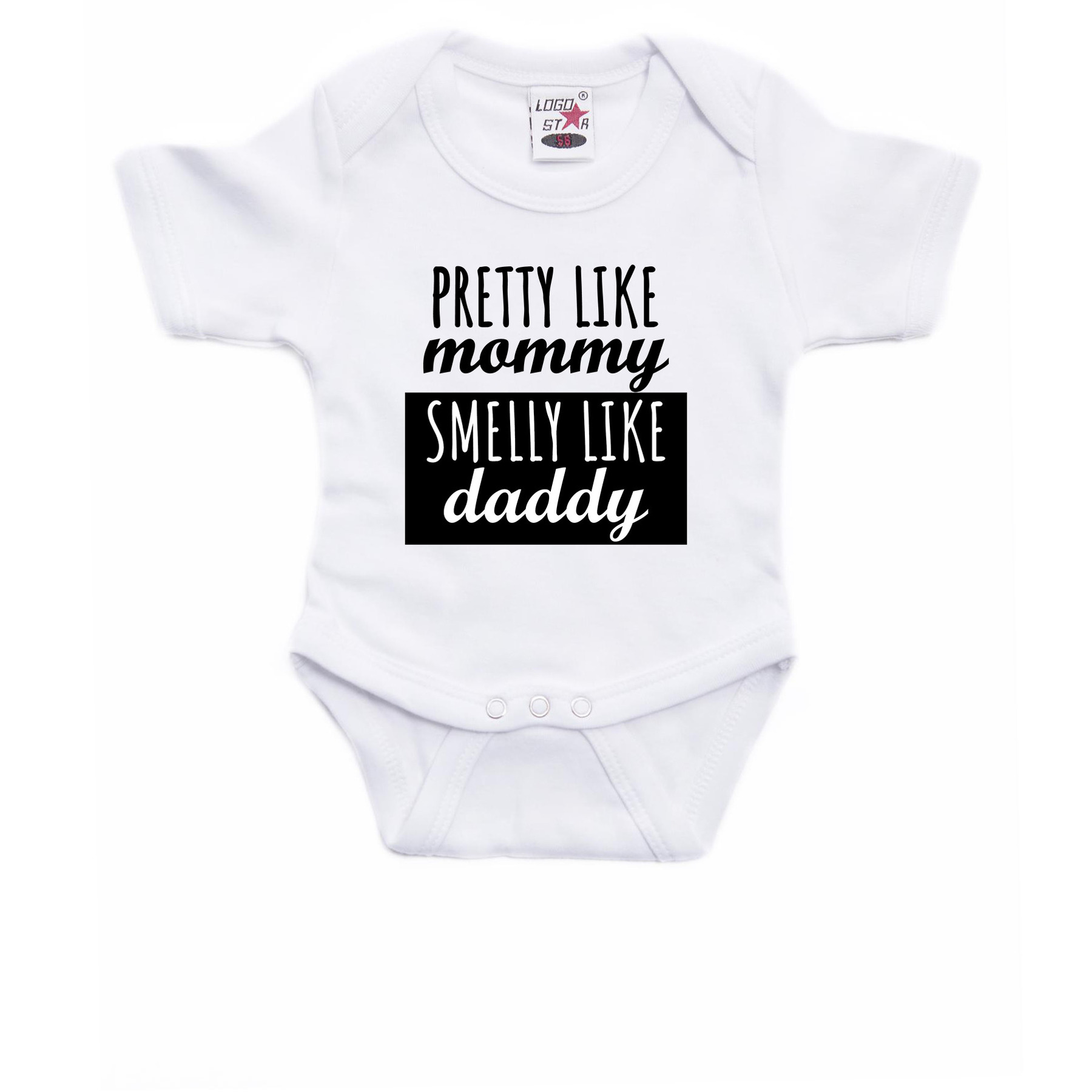 Pretty like mommy smelly like daddy cadeau baby rompertje wit jongen/meisje