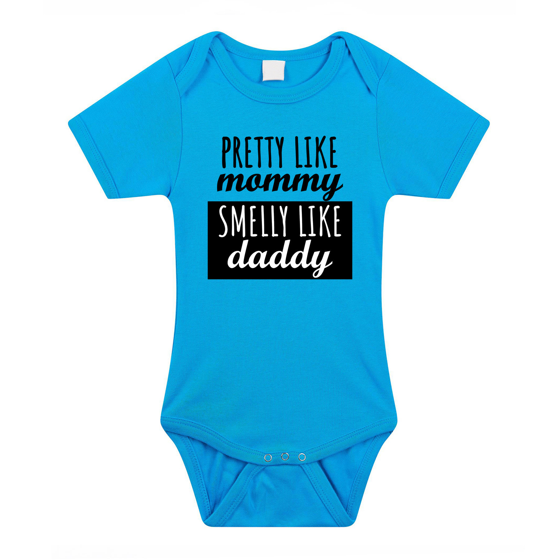 Pretty like mommy smelly like daddy cadeau baby rompertje blauw jongens