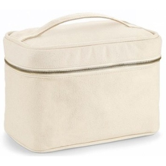 Toilettas/make-up tas naturel met handvat 23 cm voor heren/dames
