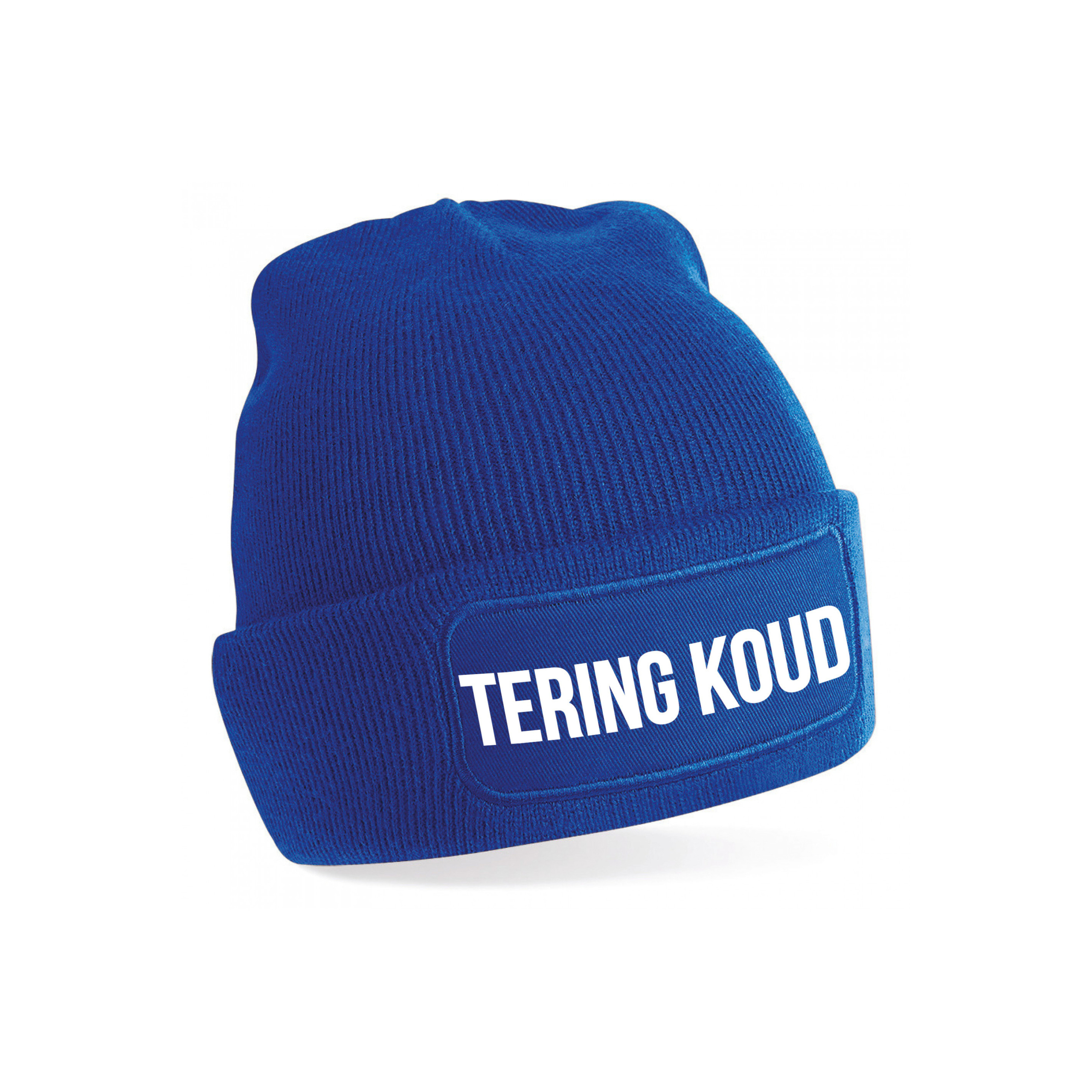Muts met tekst - Tering Koud - unisex - one size - blauw - wintermuts - apres-ski muts