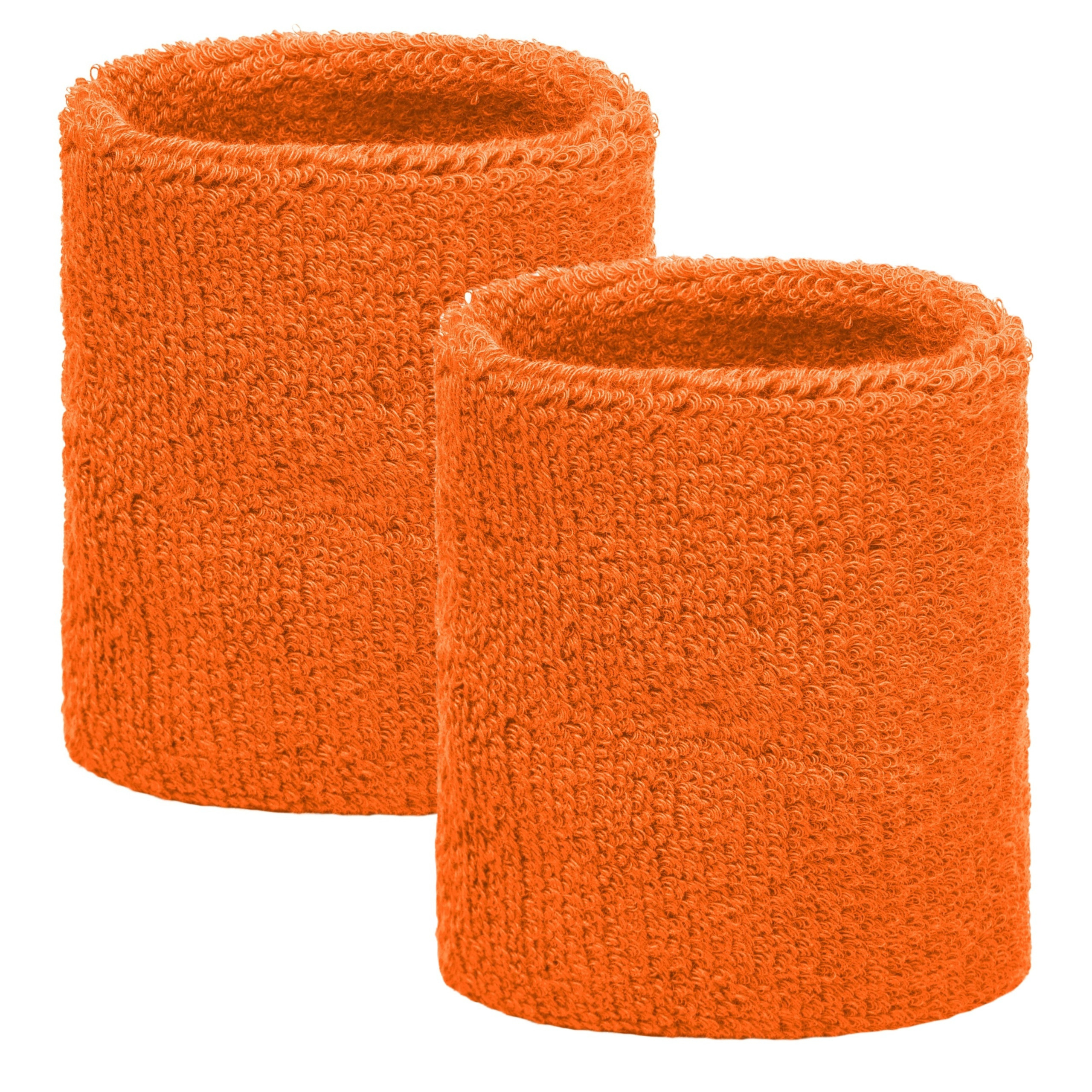 Oranje pols zweetbandjes 2 stuks