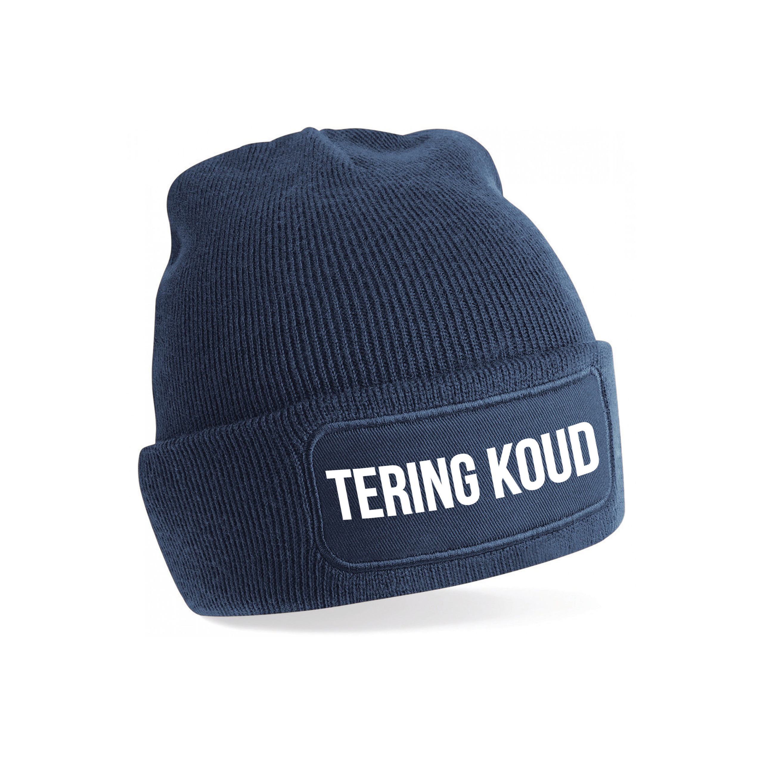Muts met tekst - Tering Koud - unisex - one size - navy - wintermuts - apres-ski muts
