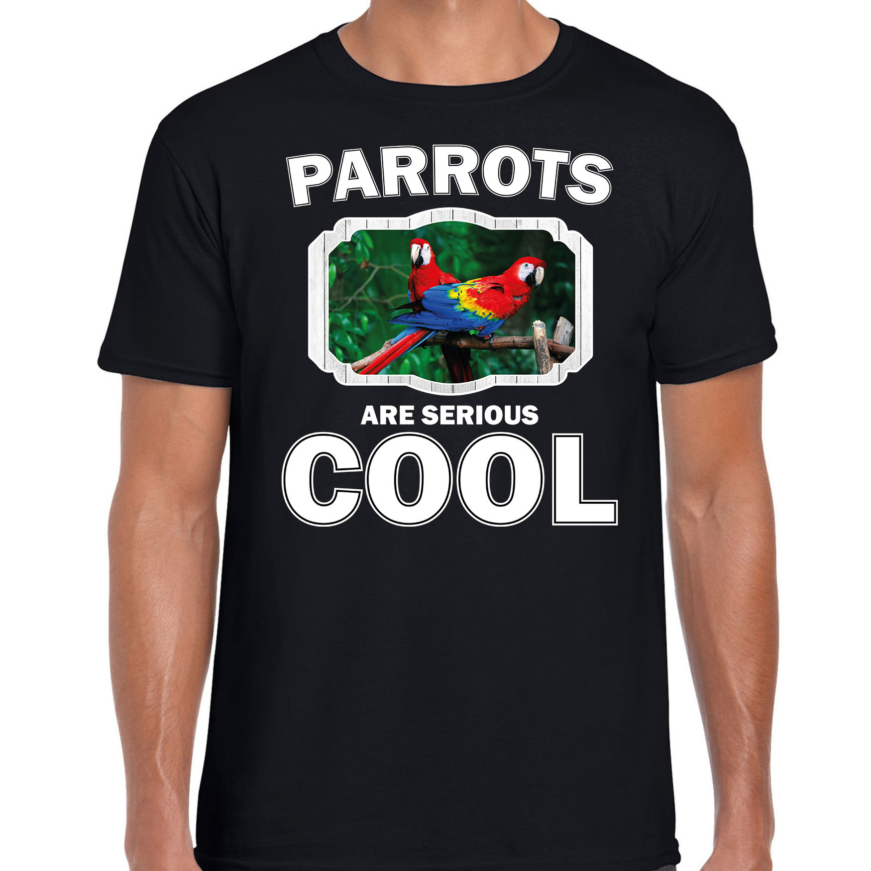 Dieren papegaai t-shirt zwart heren - parrots are cool shirt