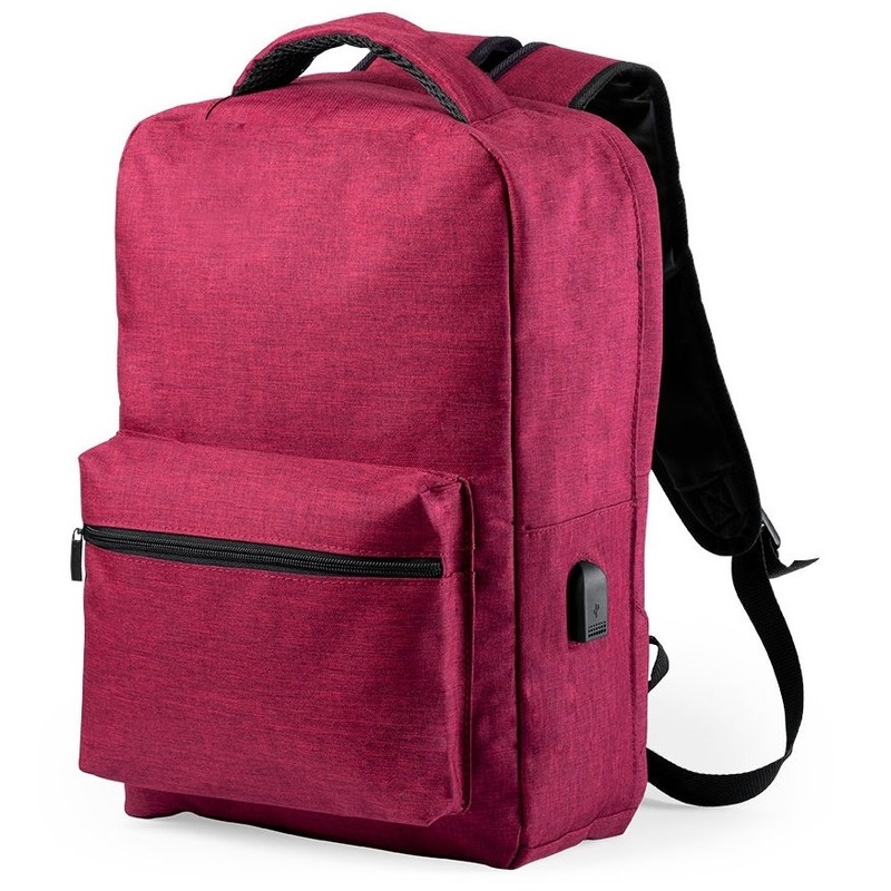 Anti diefstal rugtas/rugzak - rood - 13 liter - met USB - en RFID anti-skimming vak