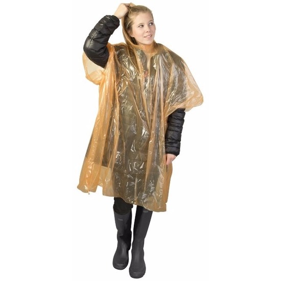 Wegwerp regenponcho - oranje - voor volwassenen - met capuchon - budget line - koningsdag