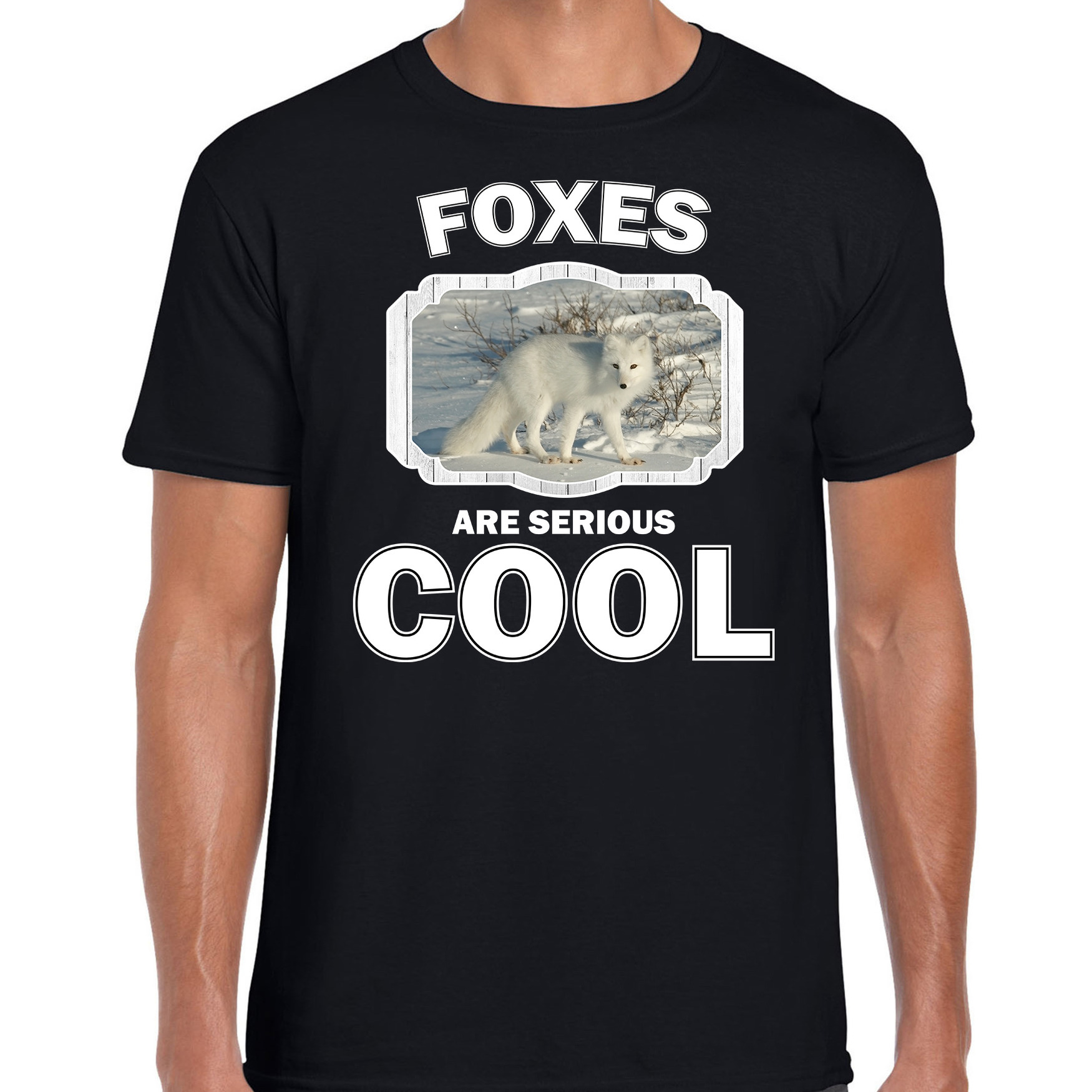 Dieren t-shirt - poolvos - zwart - heren - foxes are cool shirt - verkleedshirt