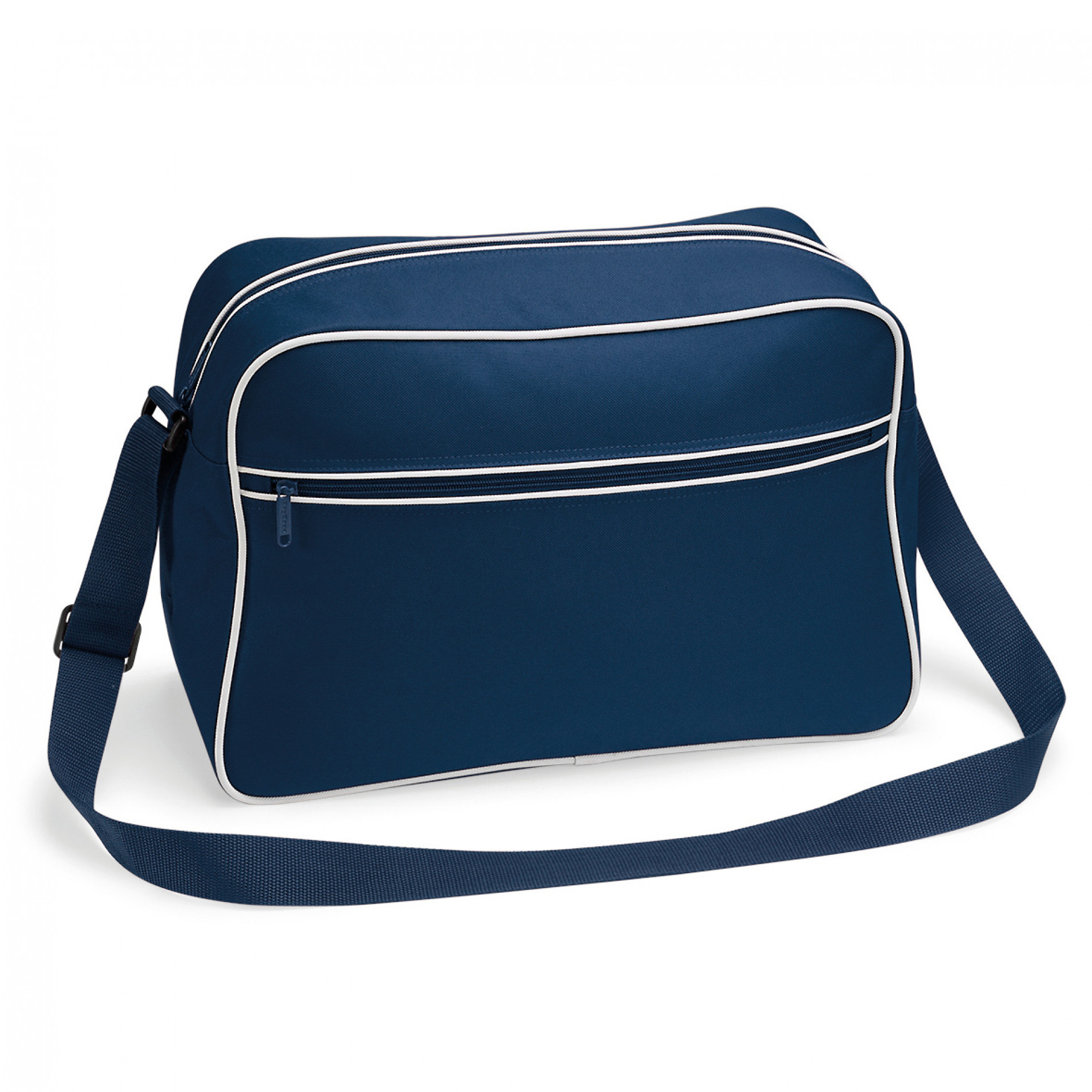 Schoudertas Retro - Navy Blauw - met rits zakken - middelgroot - 40 x 28 x 18 cm - 18L