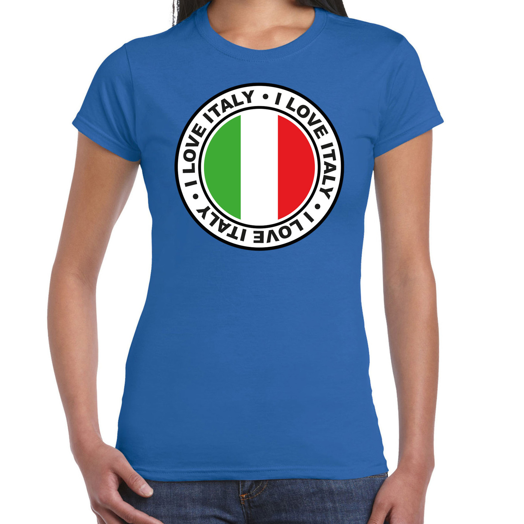 Verkleed T-shirt voor dames - Italie - blauw - supporter - themafeest