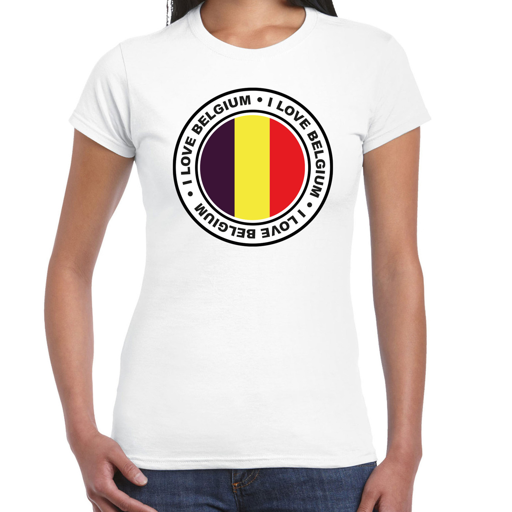 Verkleed T-shirt voor dames - Belgie - wit - supporter - themafeest