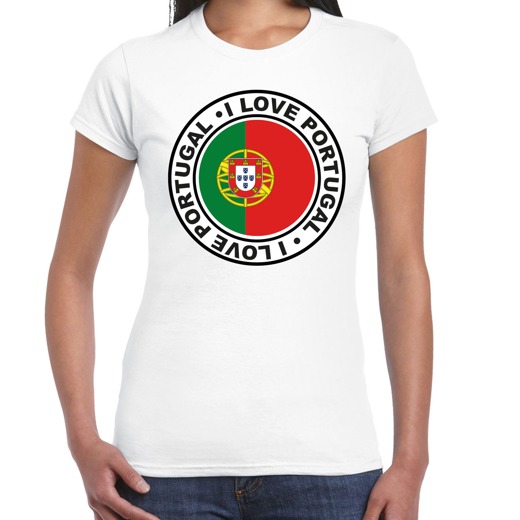 Verkleed T-shirt voor dames - Portugal - wit - supporter - themafeest