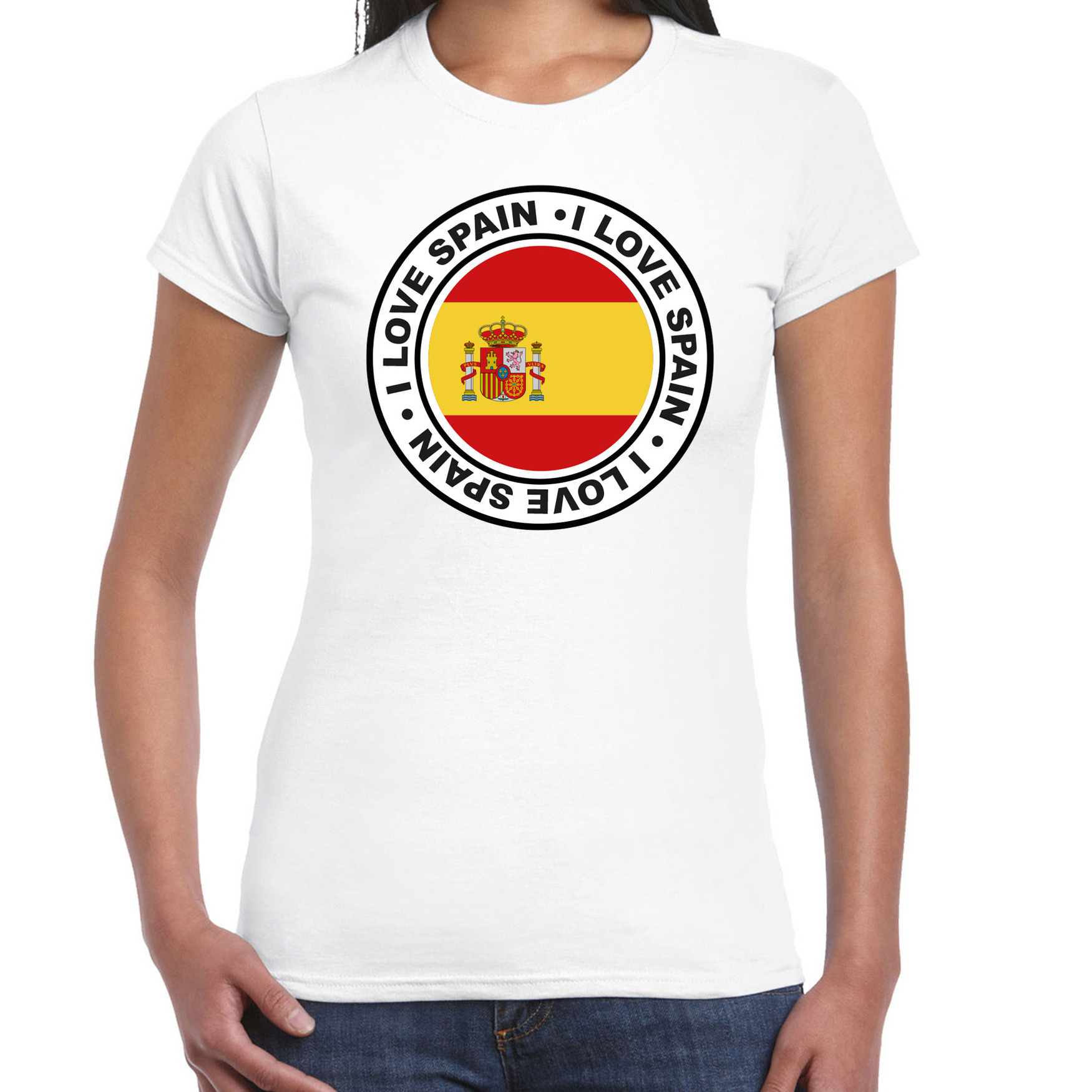 Verkleed T-shirt voor dames - Spanje - wit - supporter - themafeest