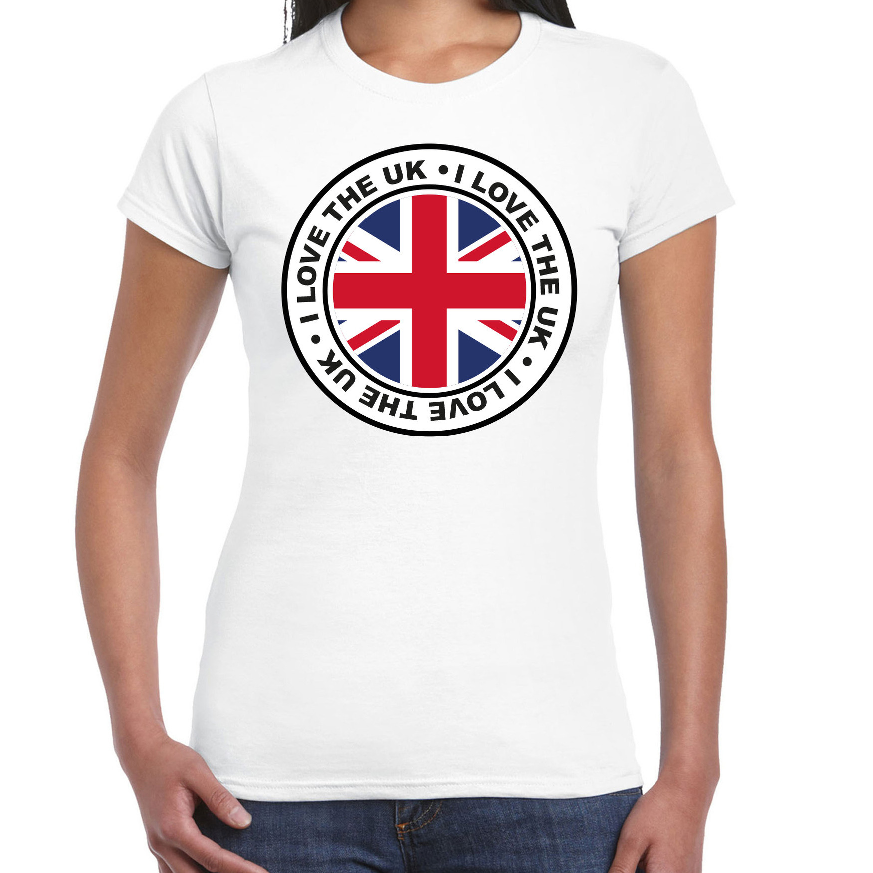 Verkleed T-shirt voor dames - UK - wit - supporter - themafeest