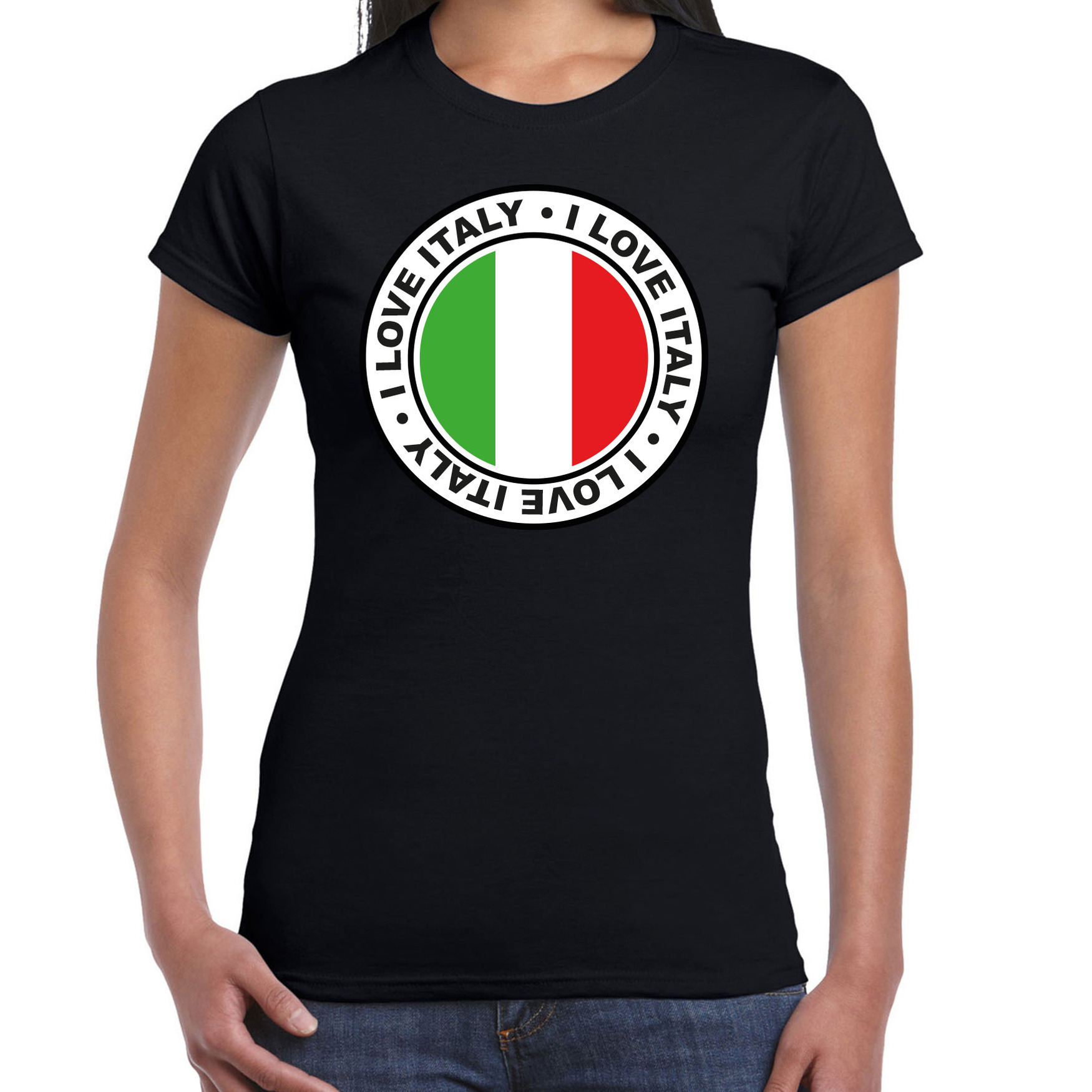 Verkleed T-shirt voor dames - Italie - zwart - supporter - themafeest