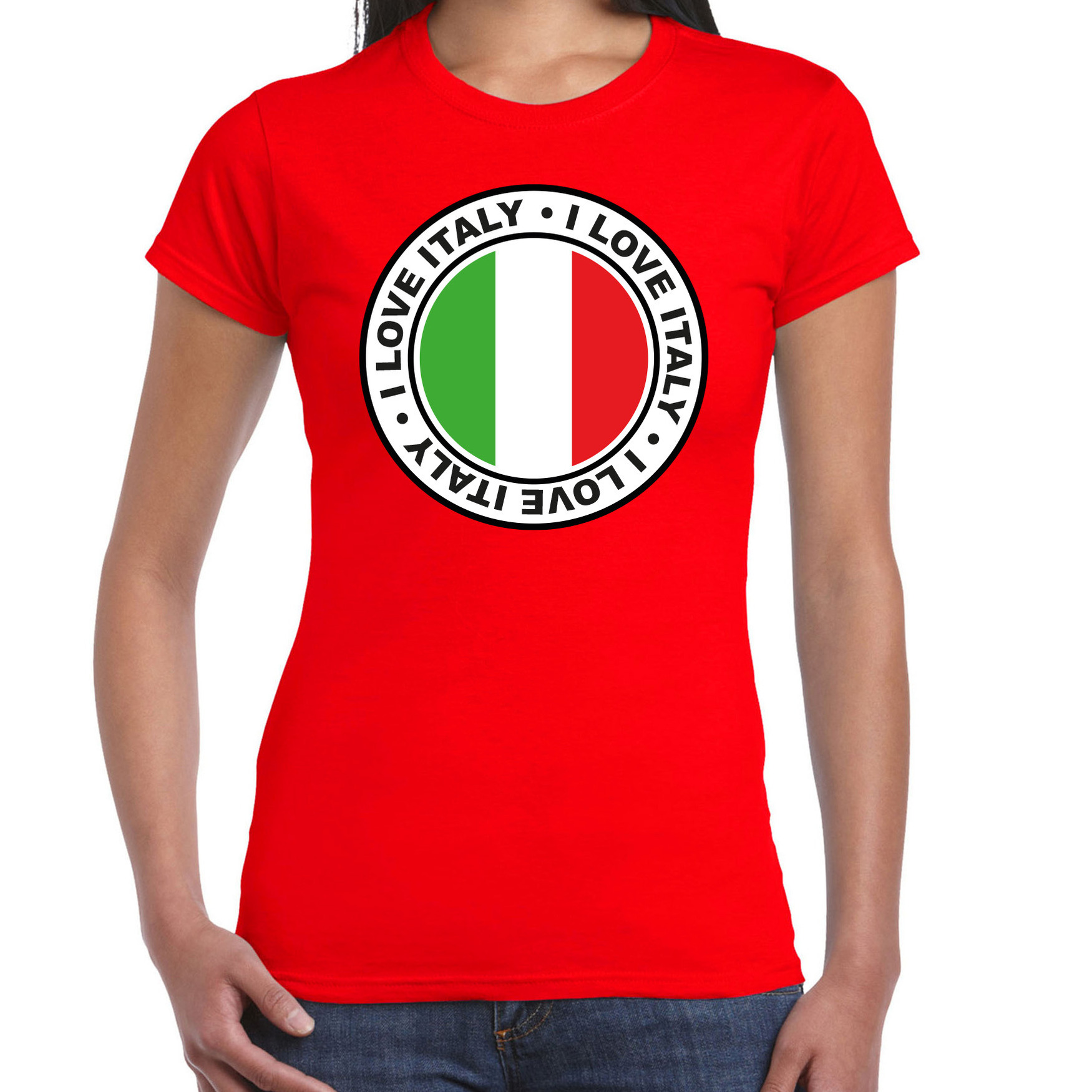 Verkleed T-shirt voor dames - Italie - rood - supporter - themafeest
