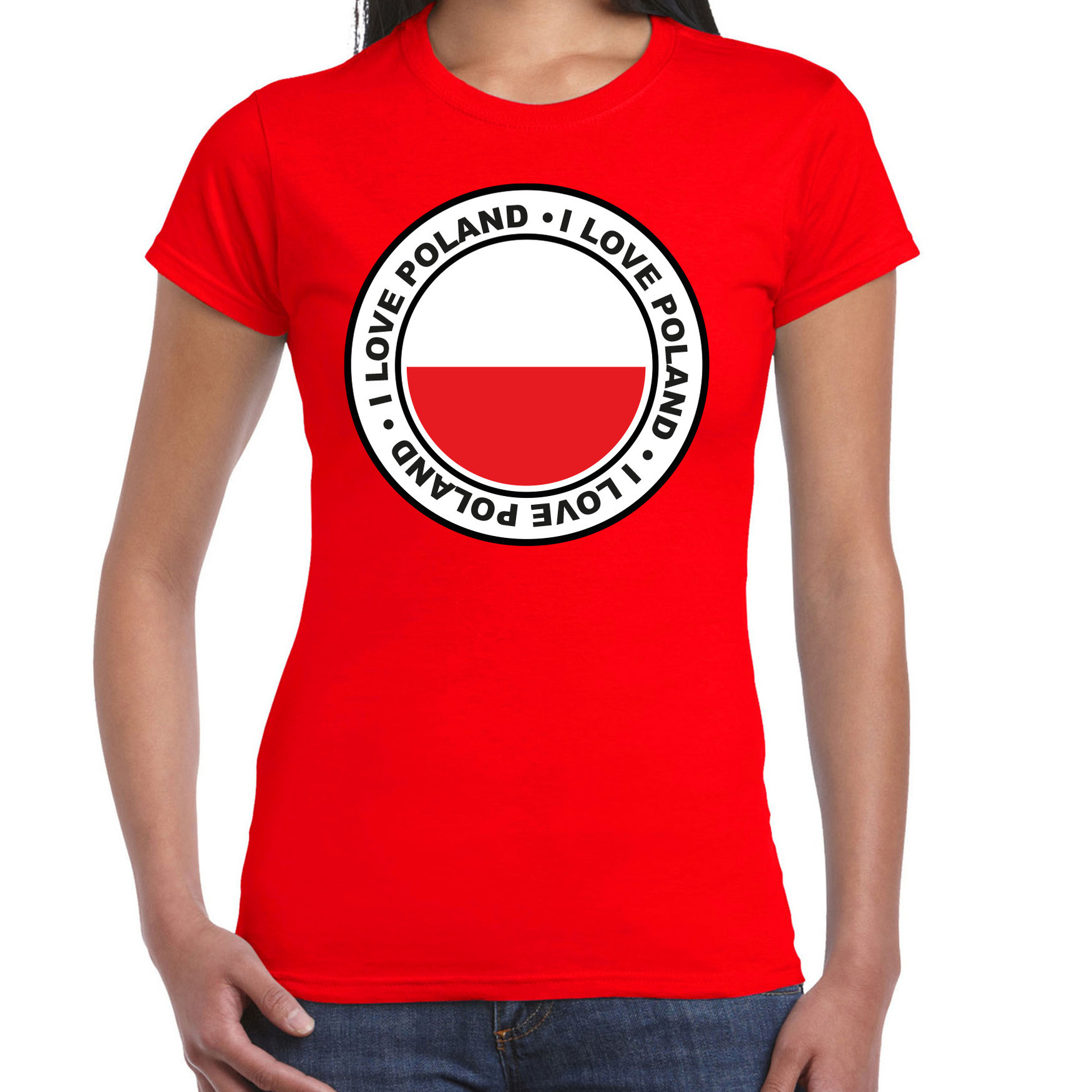 Verkleed T-shirt voor dames - Polen - rood - supporter - themafeest