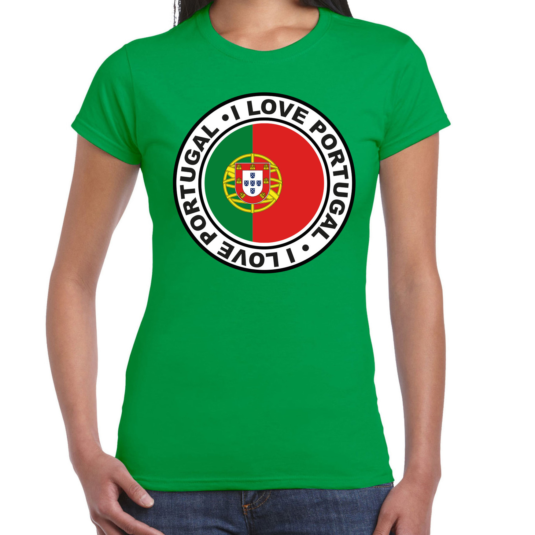 Verkleed T-shirt voor dames - Portugal - groen - supporter - themafeest