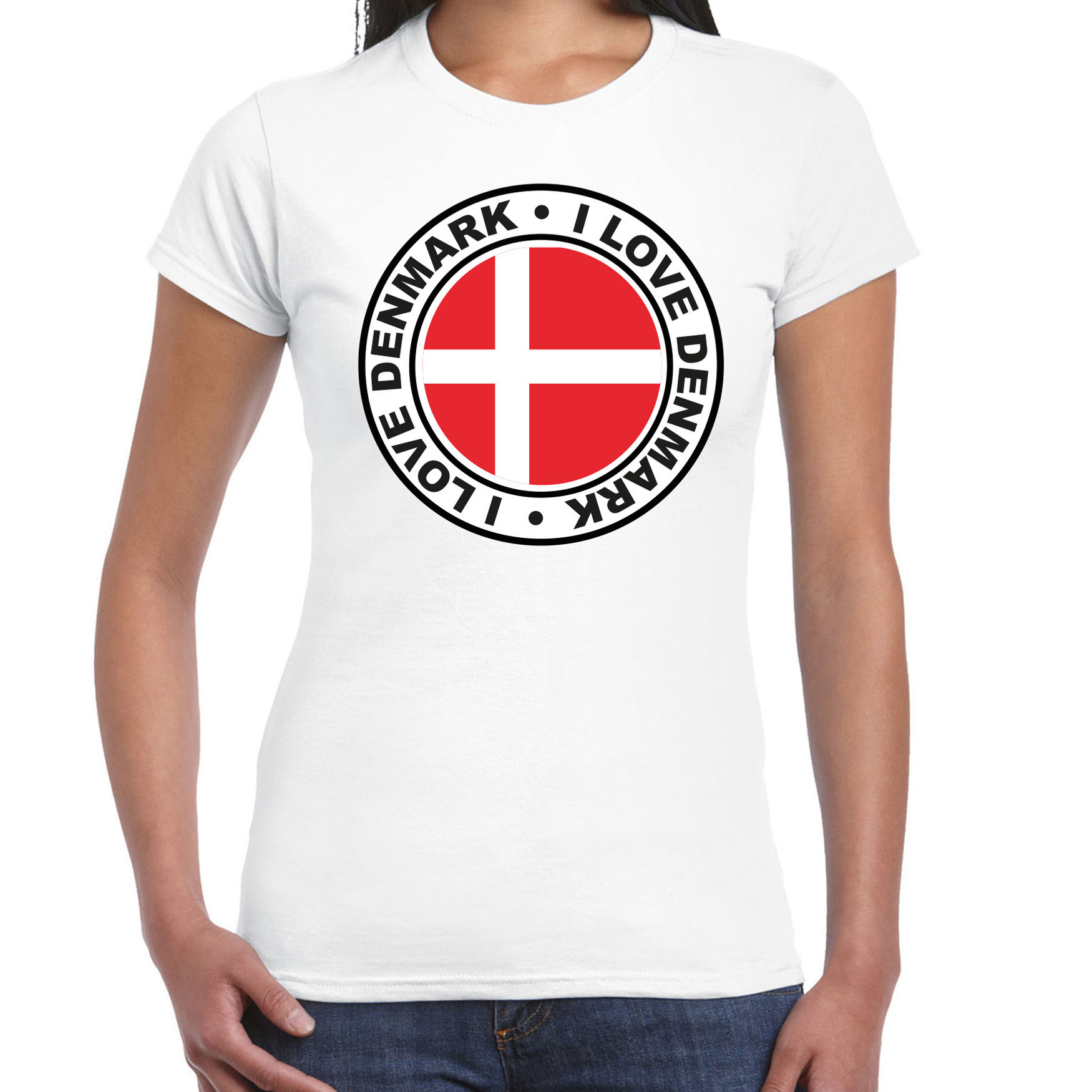 Verkleed T-shirt voor dames - Denemarken - wit - supporter - themafeest