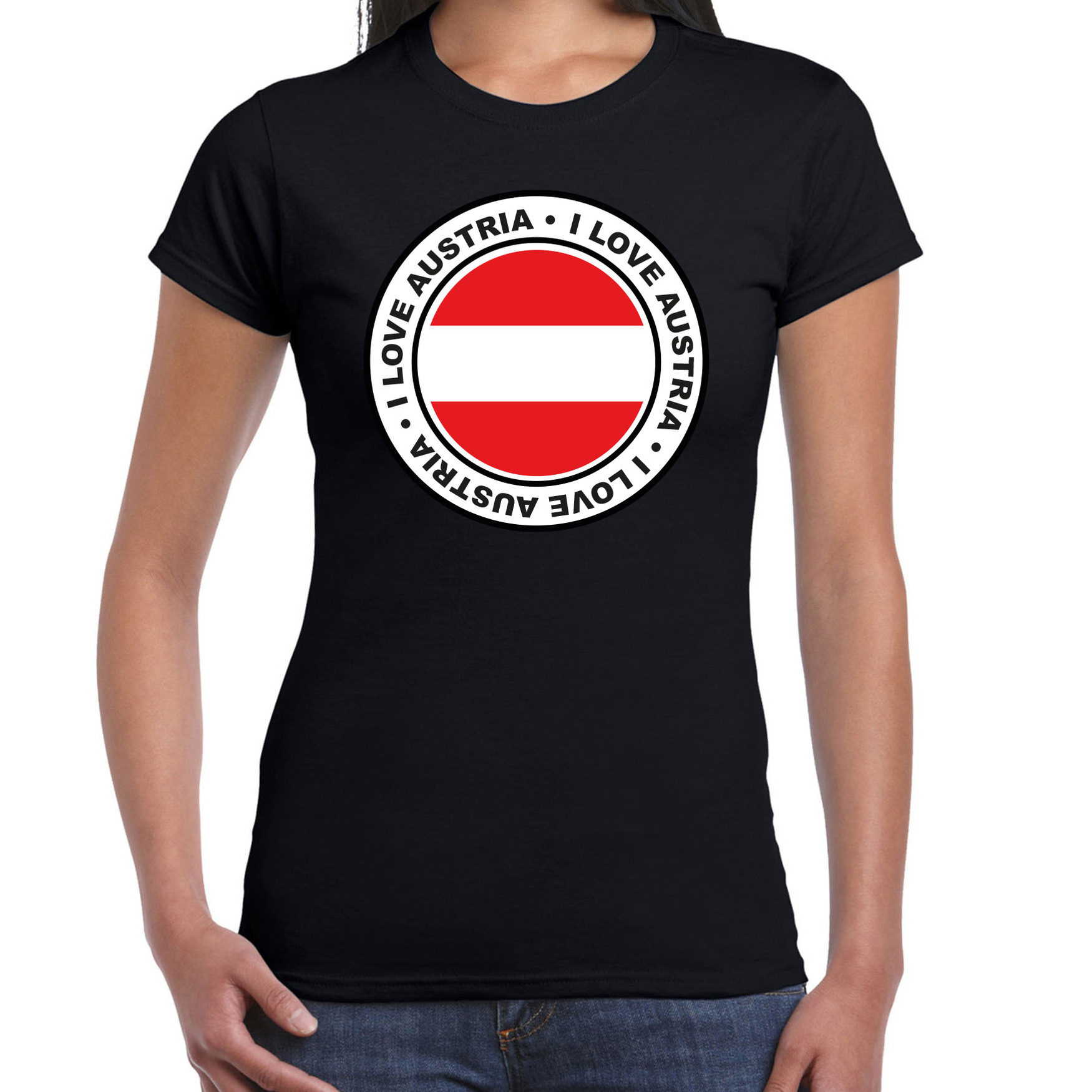 Verkleed T-shirt voor dames - Oostenrijk - zwart - supporter - themafeest