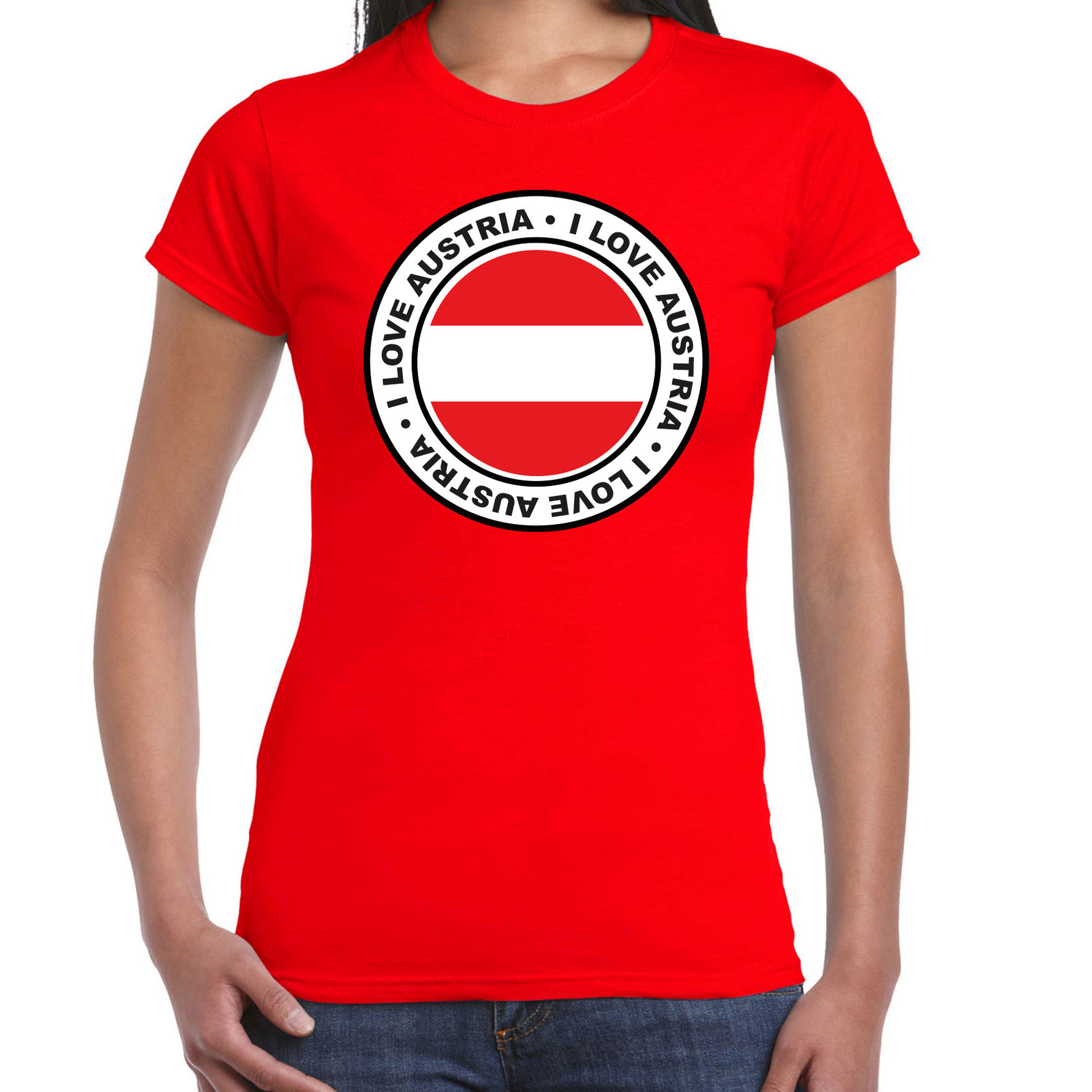 Verkleed T-shirt voor dames - Oostenrijk - rood - supporter - themafeest